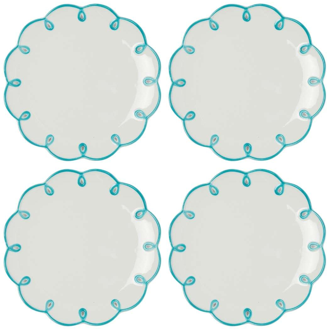 Sky Blue Scalloped Dessert Plate | Set of 4