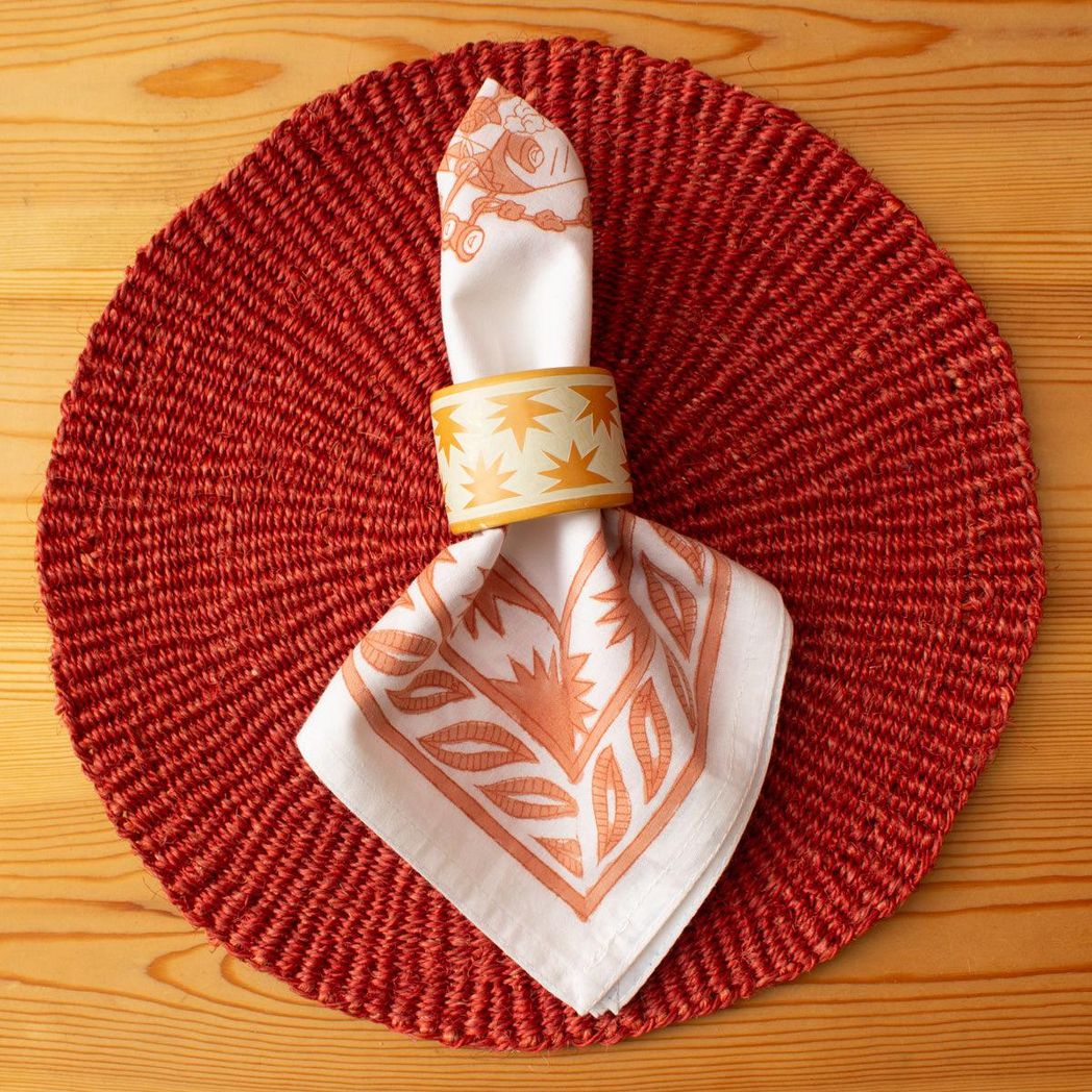 Hand Carved Soapstone Napkin Ring 'Orange Sun'