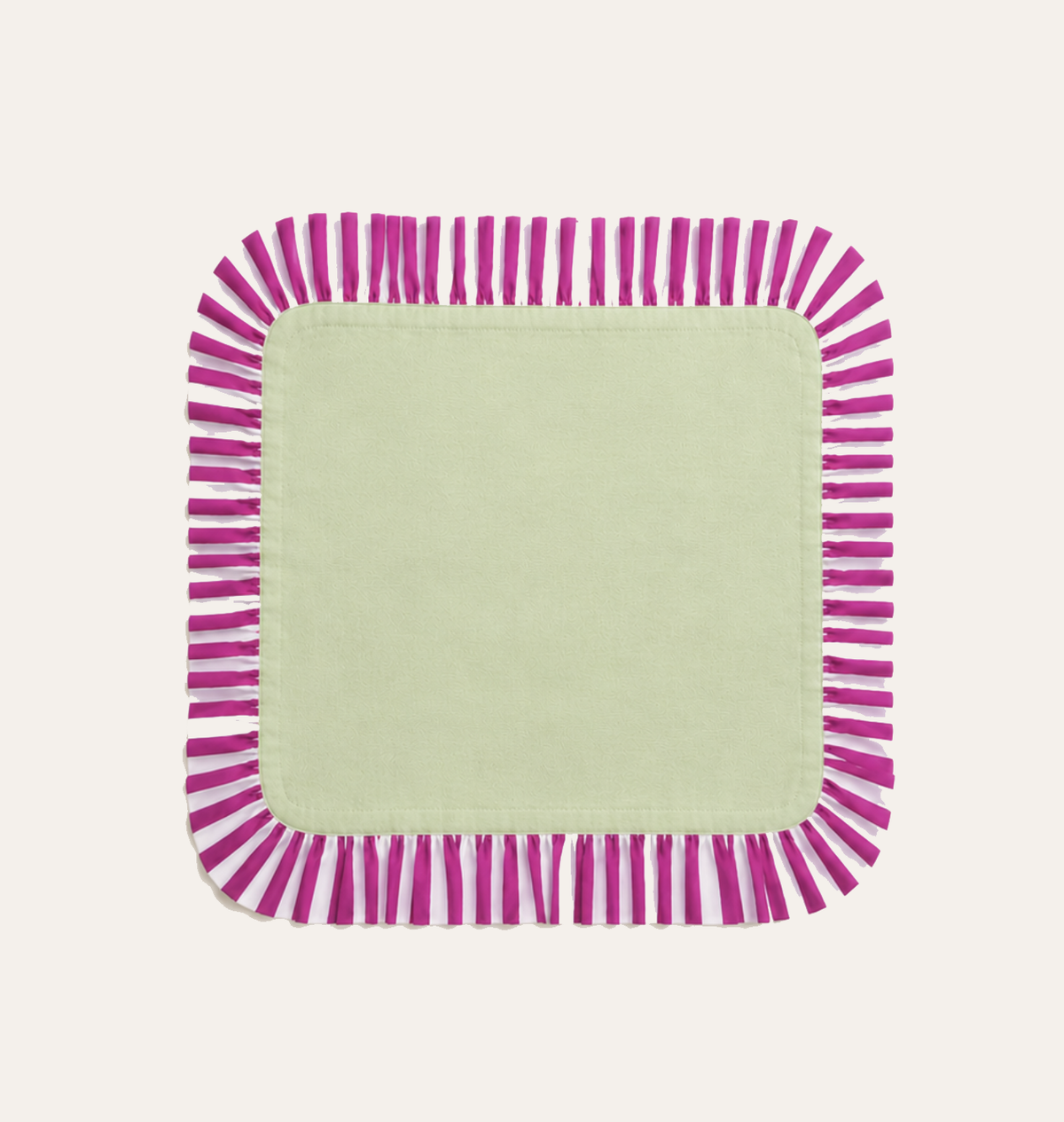 Pair of Ruffle Napkins, Sage Green & Fuchsia