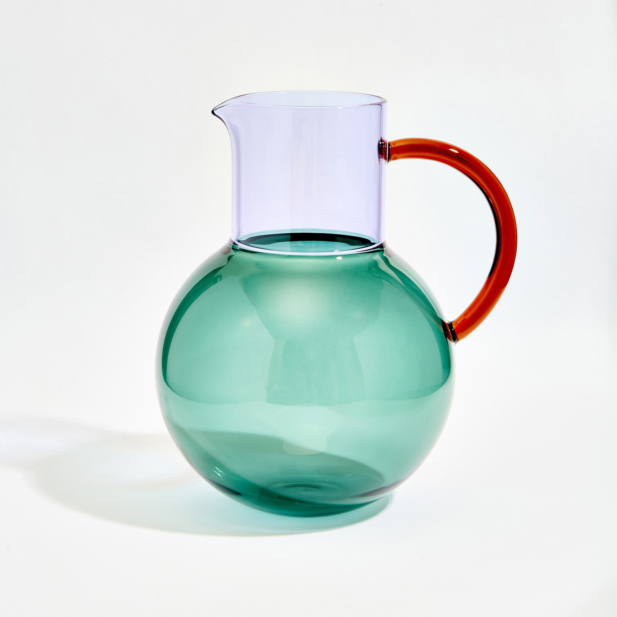 Glass Jug Large in Teal, Lilac and Amber