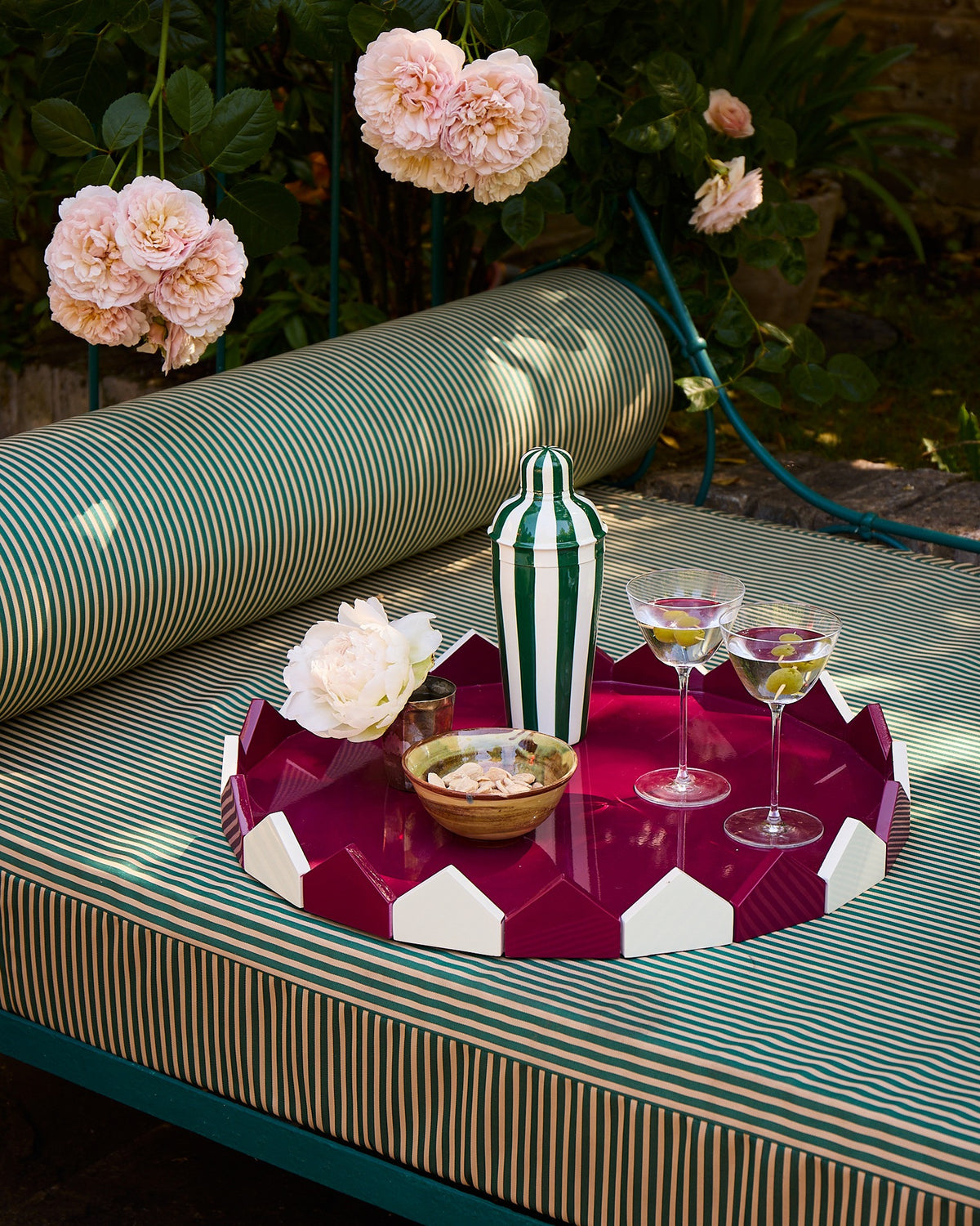 Cocktail Shaker, Forest Green Stripe