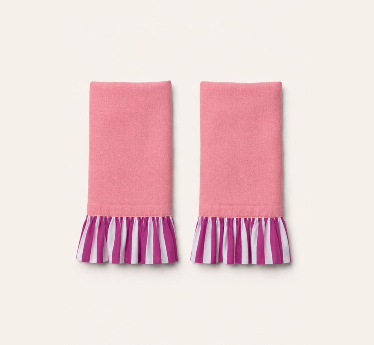 Pair of Ruffle Napkins, Powder Pink & Fuchsia