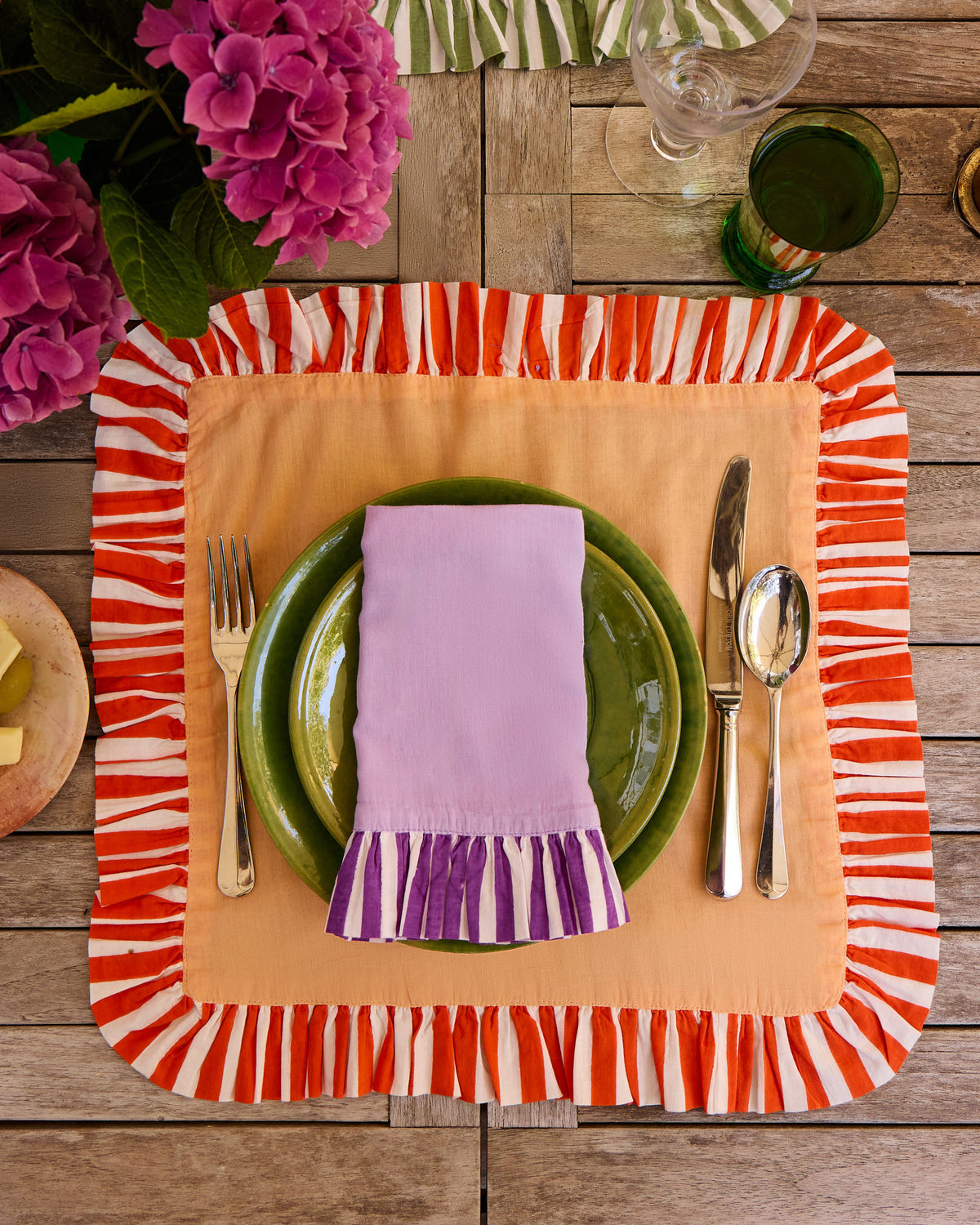 Pair of Ruffle Napkins, Peach & Tangerine