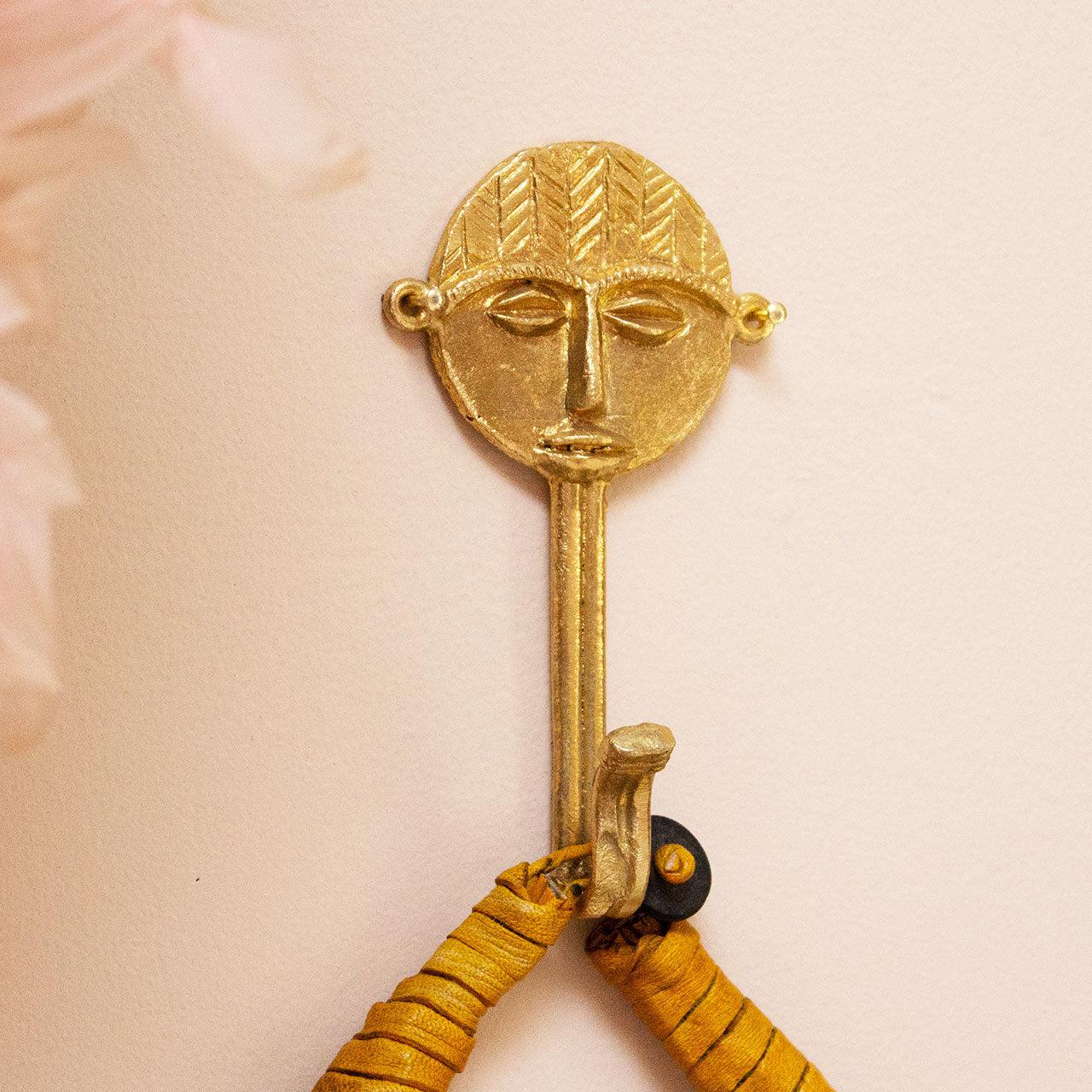 Ghanaian Ashanti Brass Hook 'Round Face Mask'
