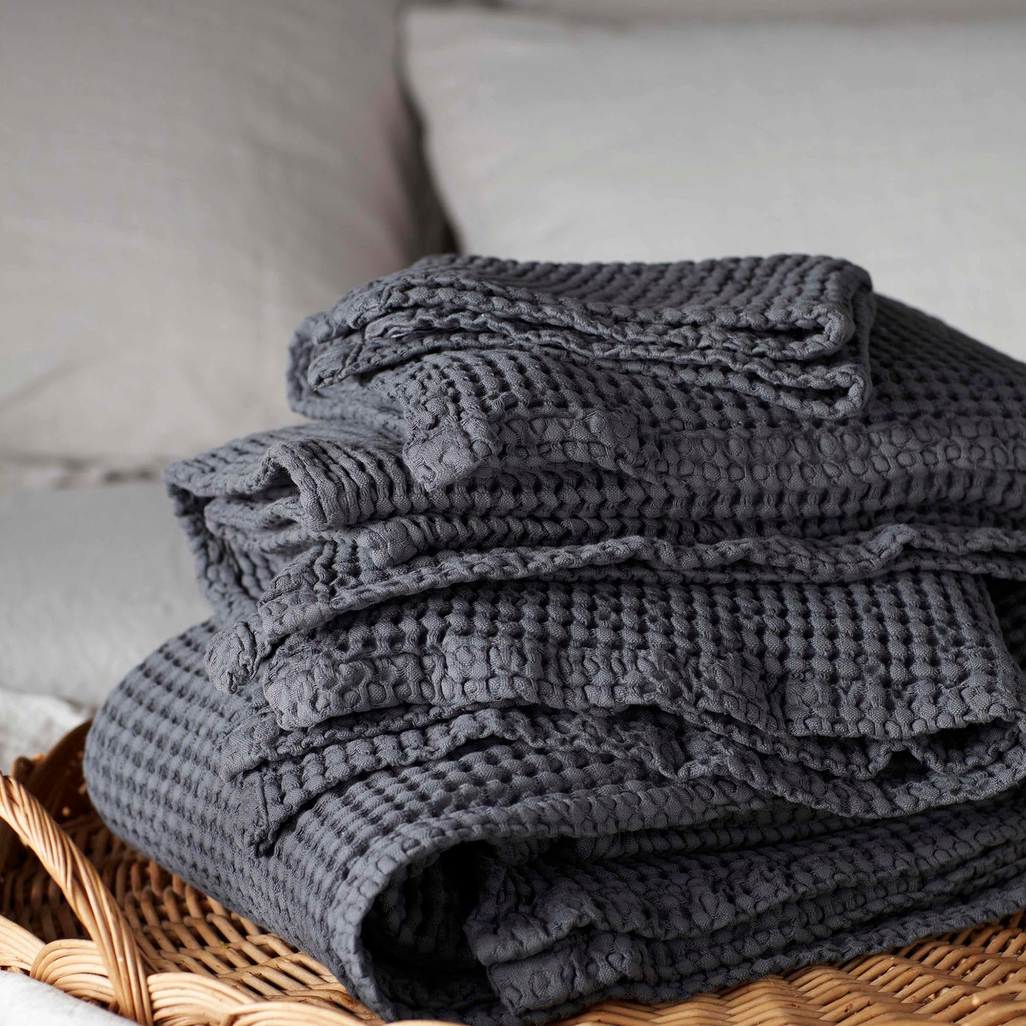Graphite Grey 100% Cotton Waffle Towels