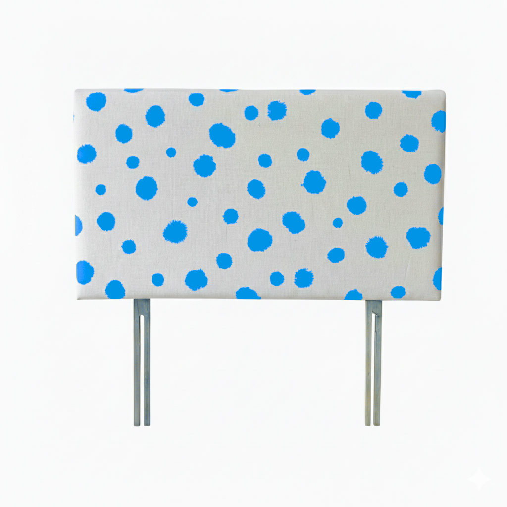 Hand-painted Upholstered Linen Headboard in Polka Dot print Single size