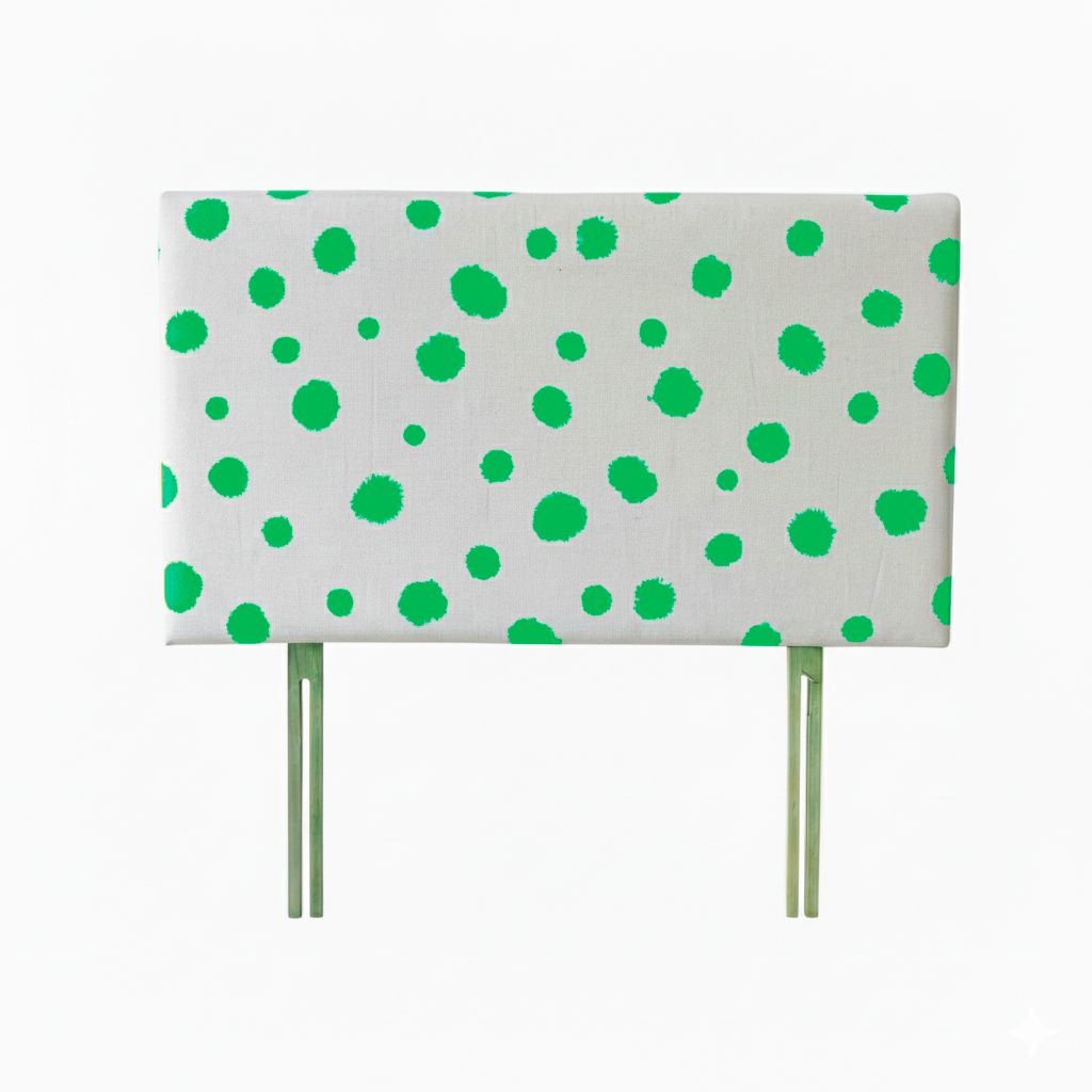 Hand-painted Upholstered Linen Headboard in Polka Dot print Single size