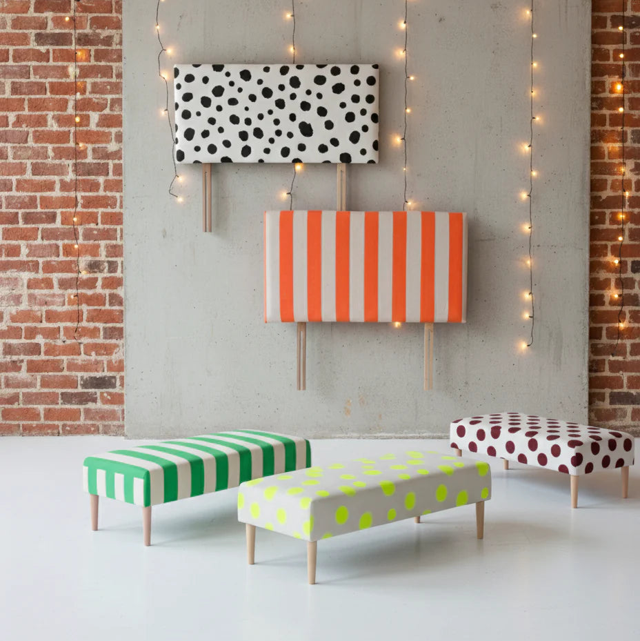 Striped Upholstered Linen Headboard | Double