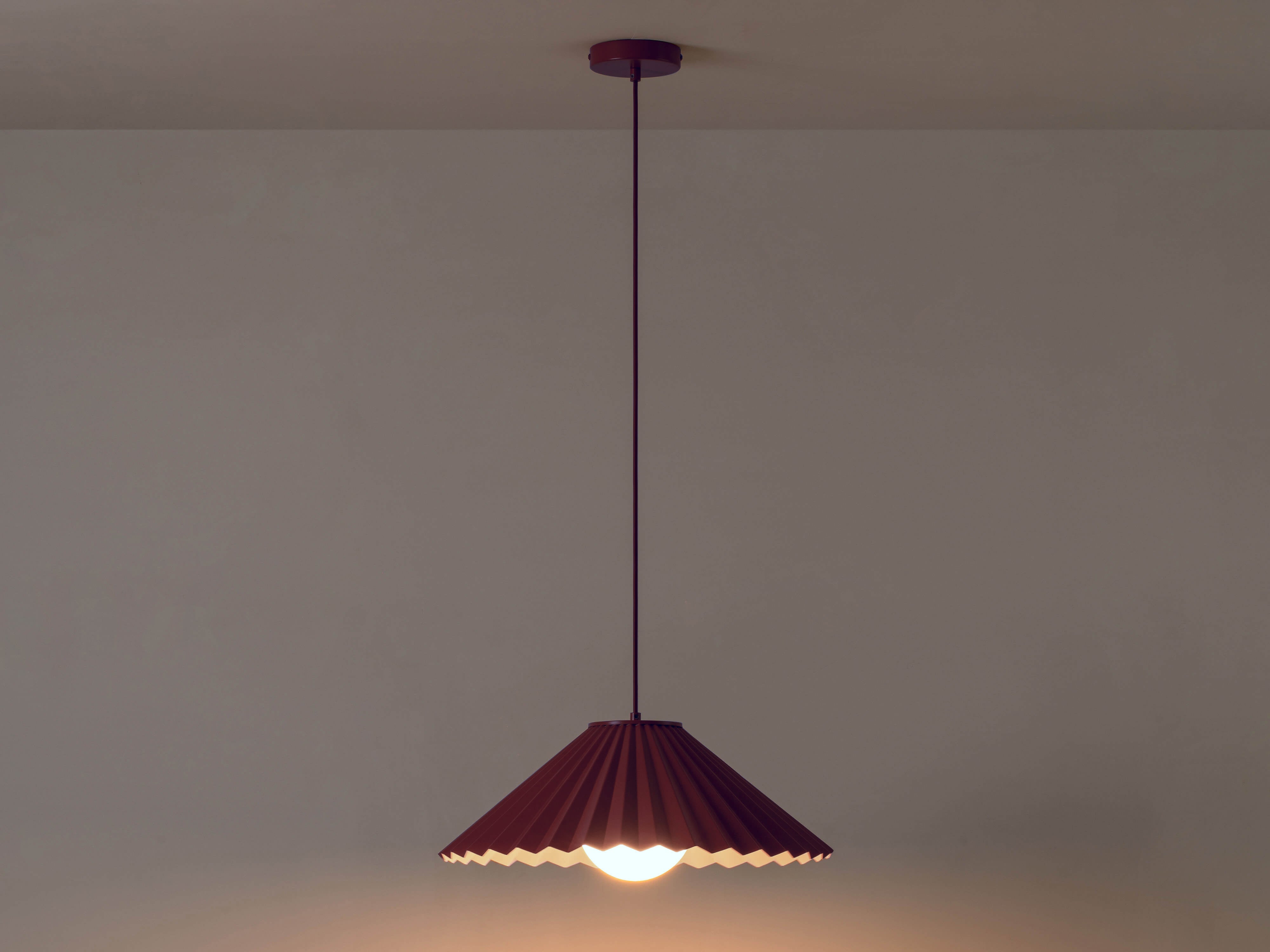 Burgundy large pleat ceiling pendant