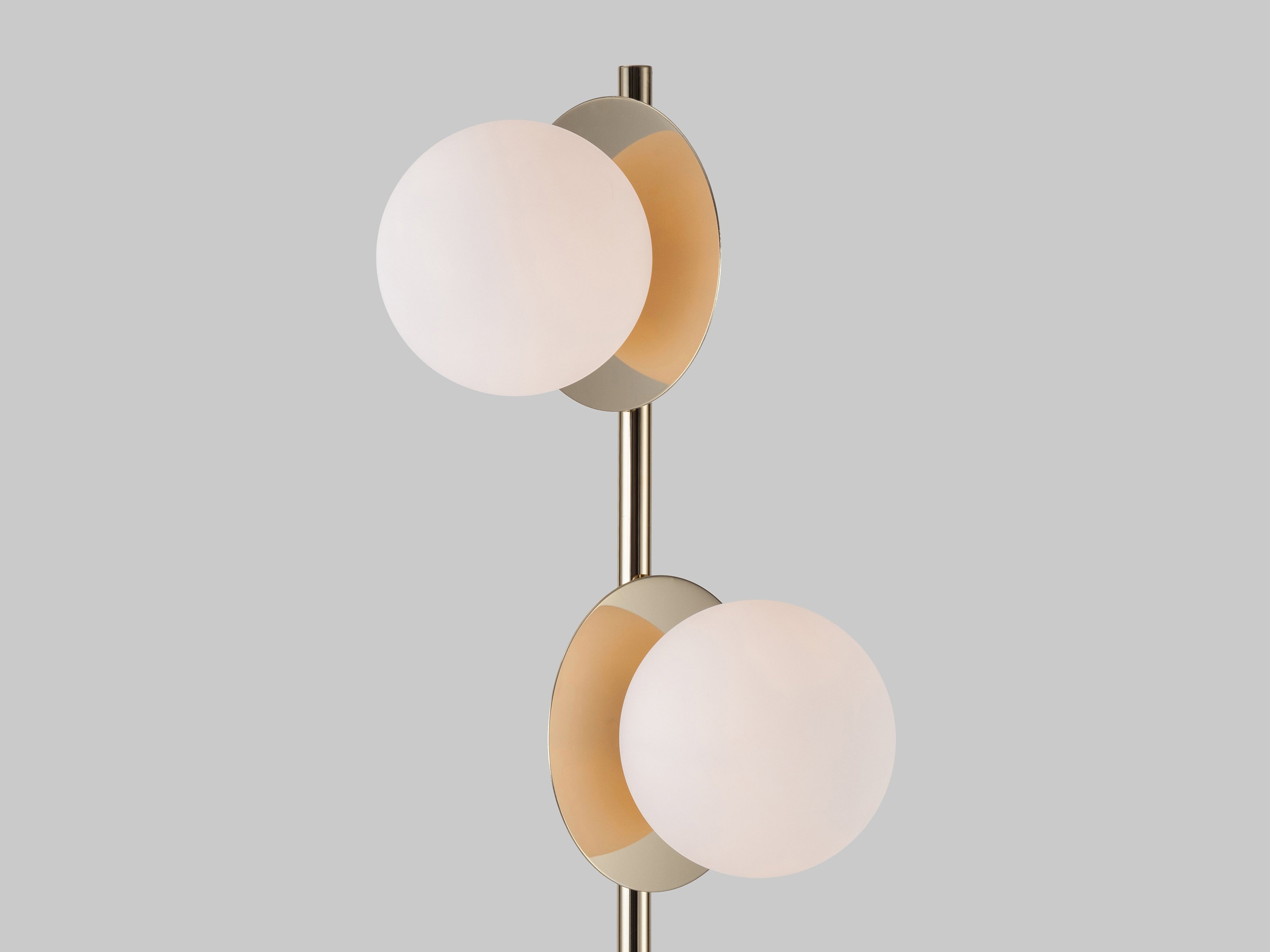 Brass opal disk floor lamp