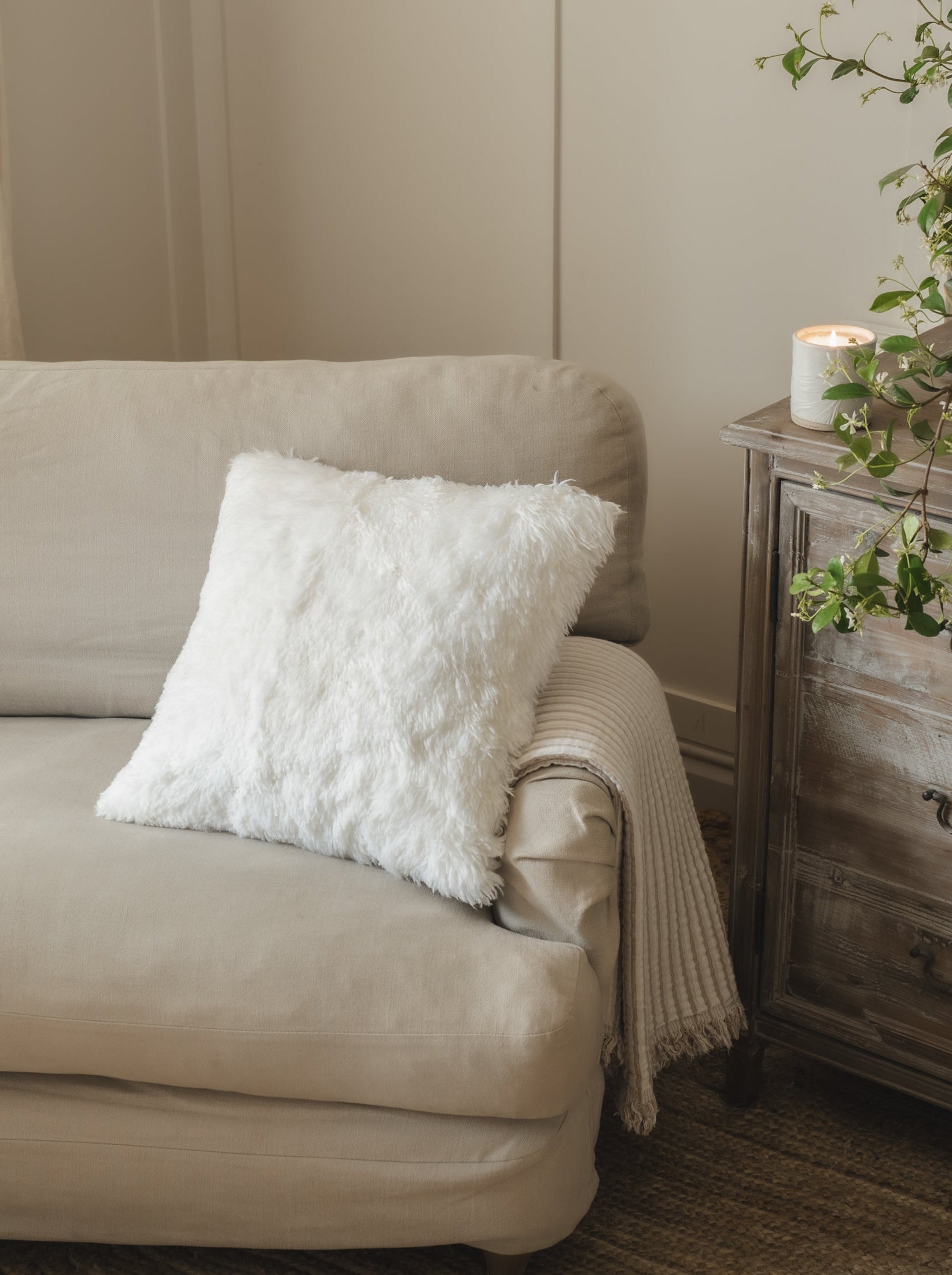 Shearling Cushion | White
