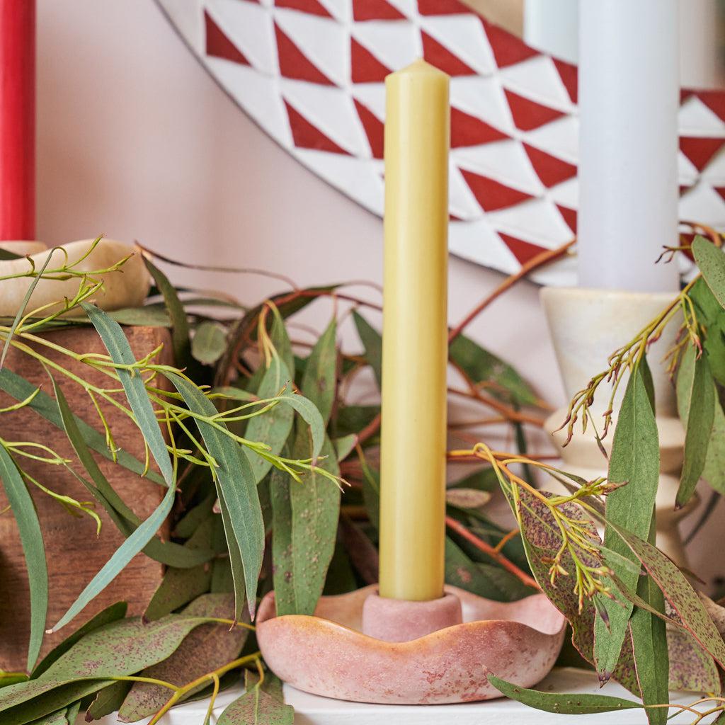 Kenyan Soapstone Candle Holder 'Marbled Pink'