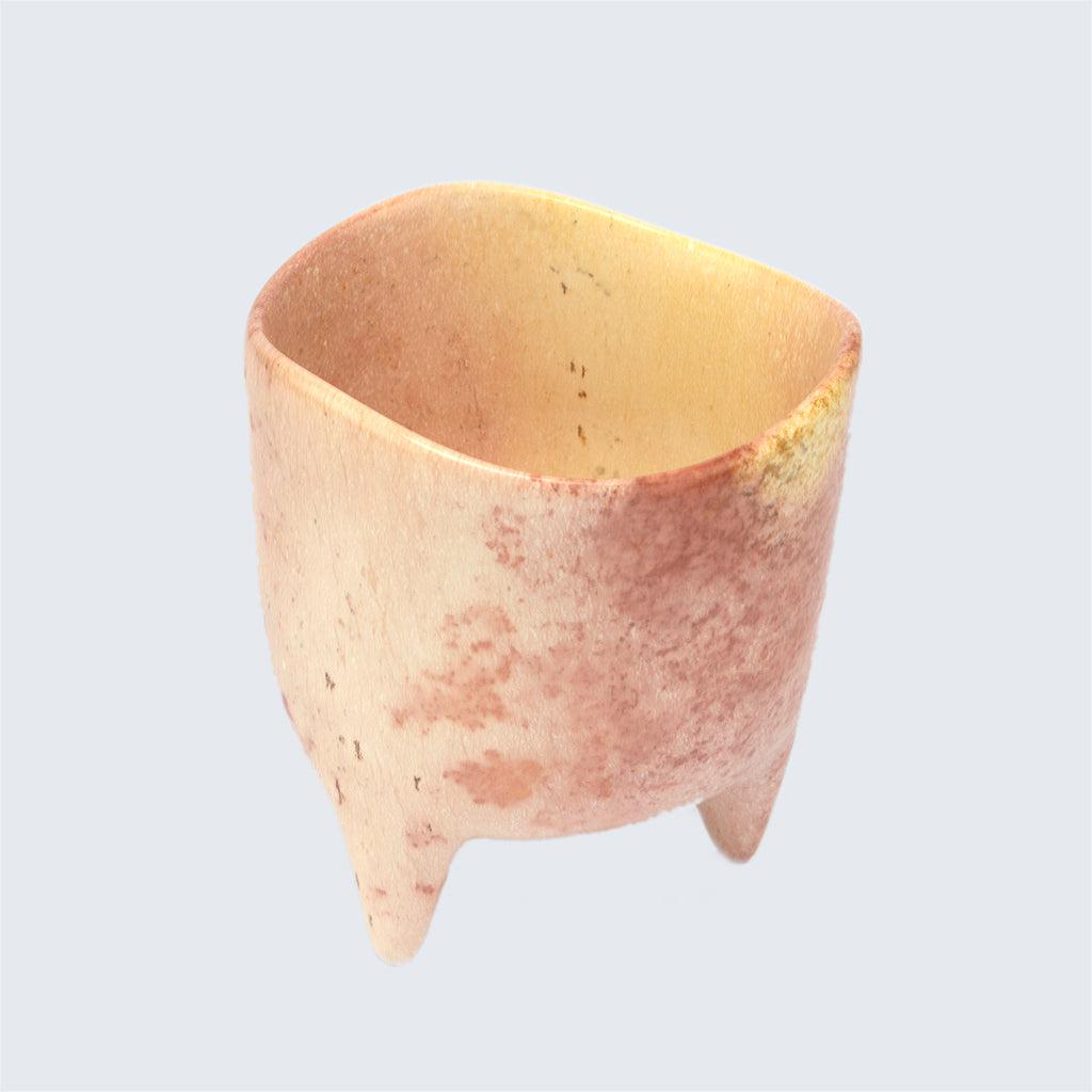 Kenyan Soapstone Hand Carved Plant Pot 'Marbled Pink'