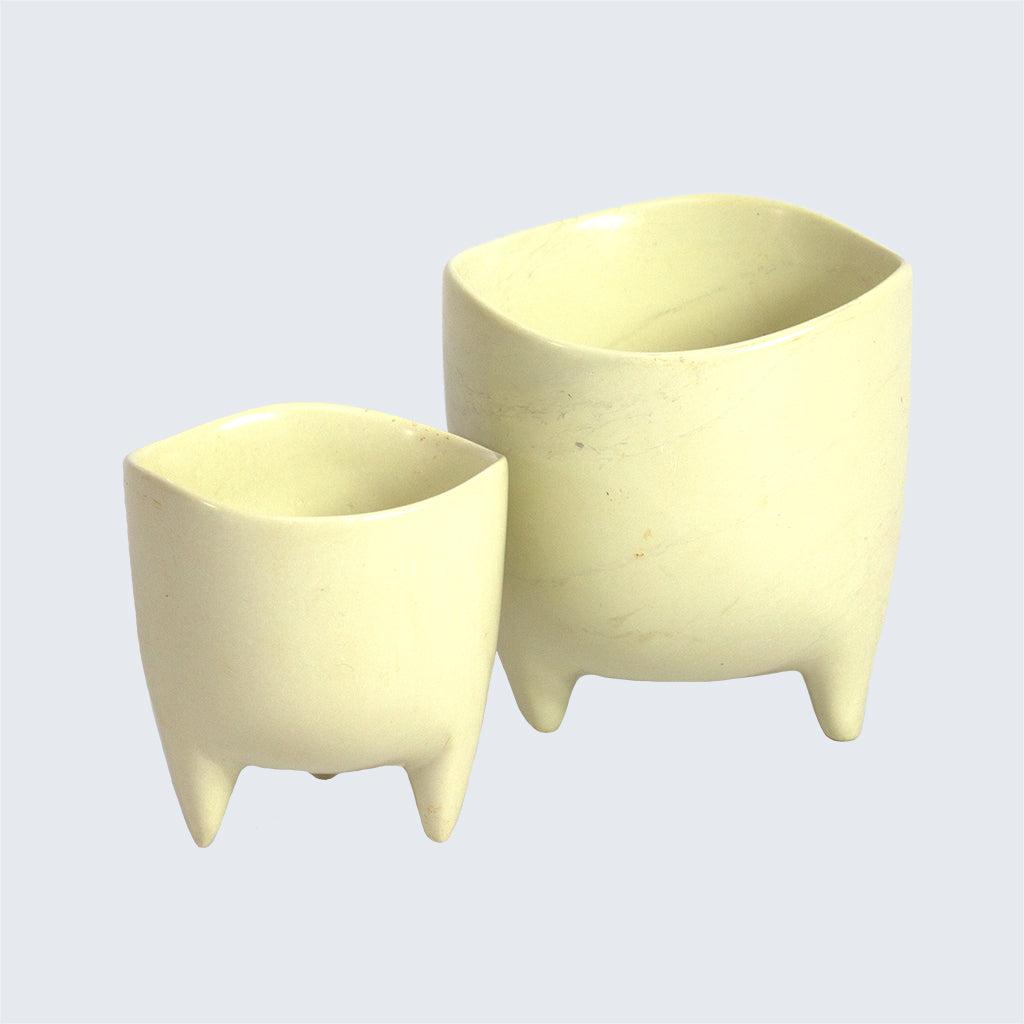 Kenyan Soapstone Hand Carved Plant Pot 'Natural'