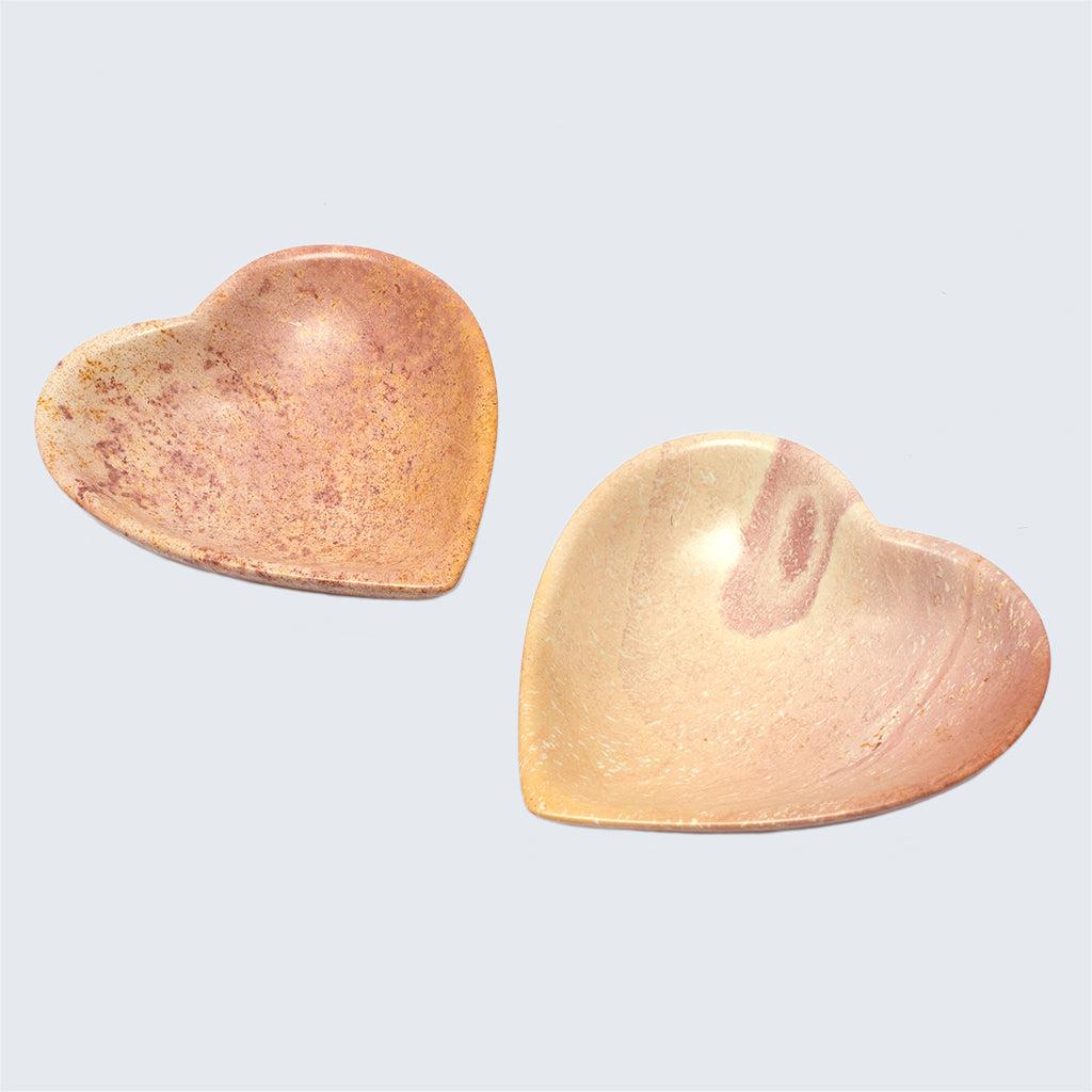Kenyan Soapstone Heart Dish 'Marbled Pink'