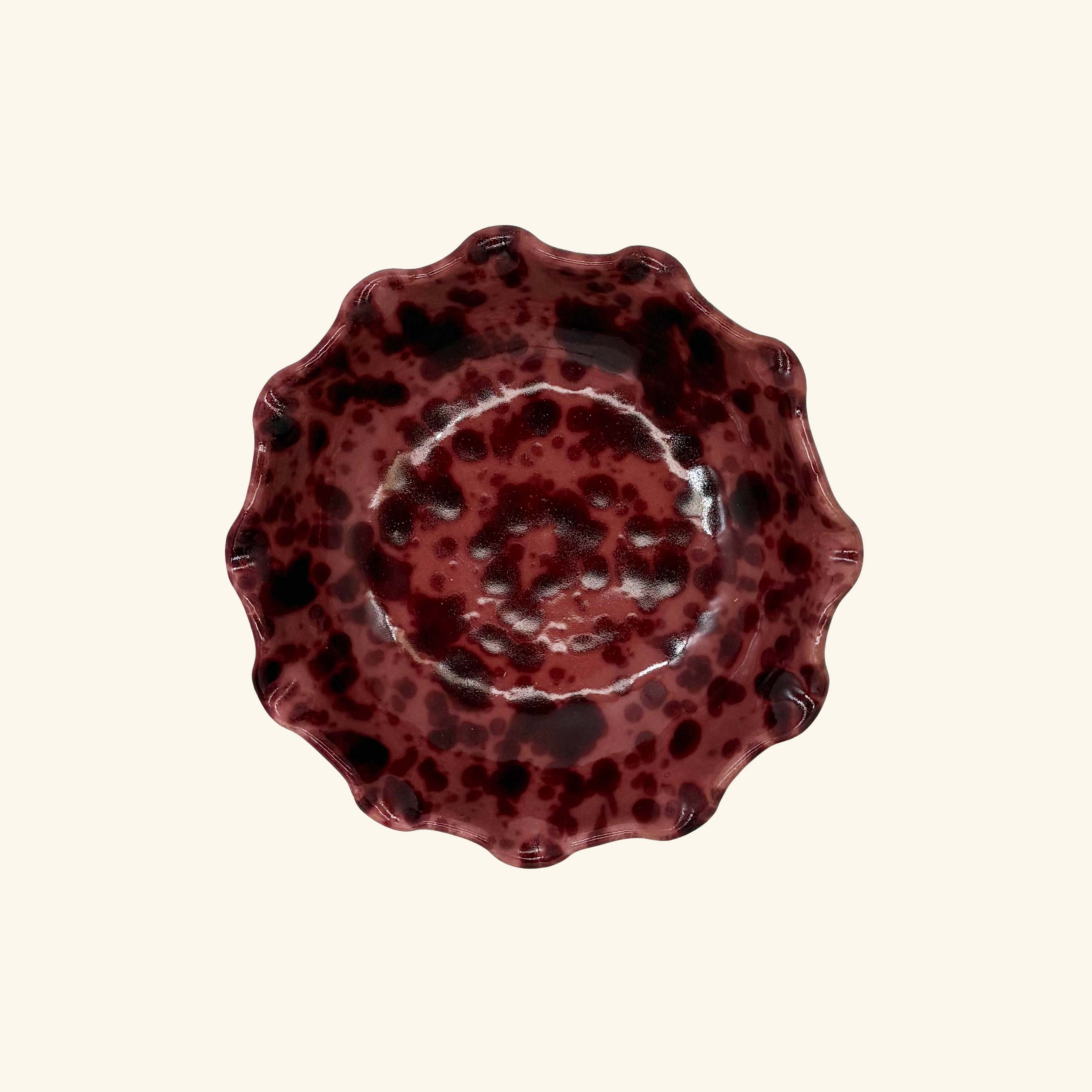 Shallow Scalloped Splatterware Bowl