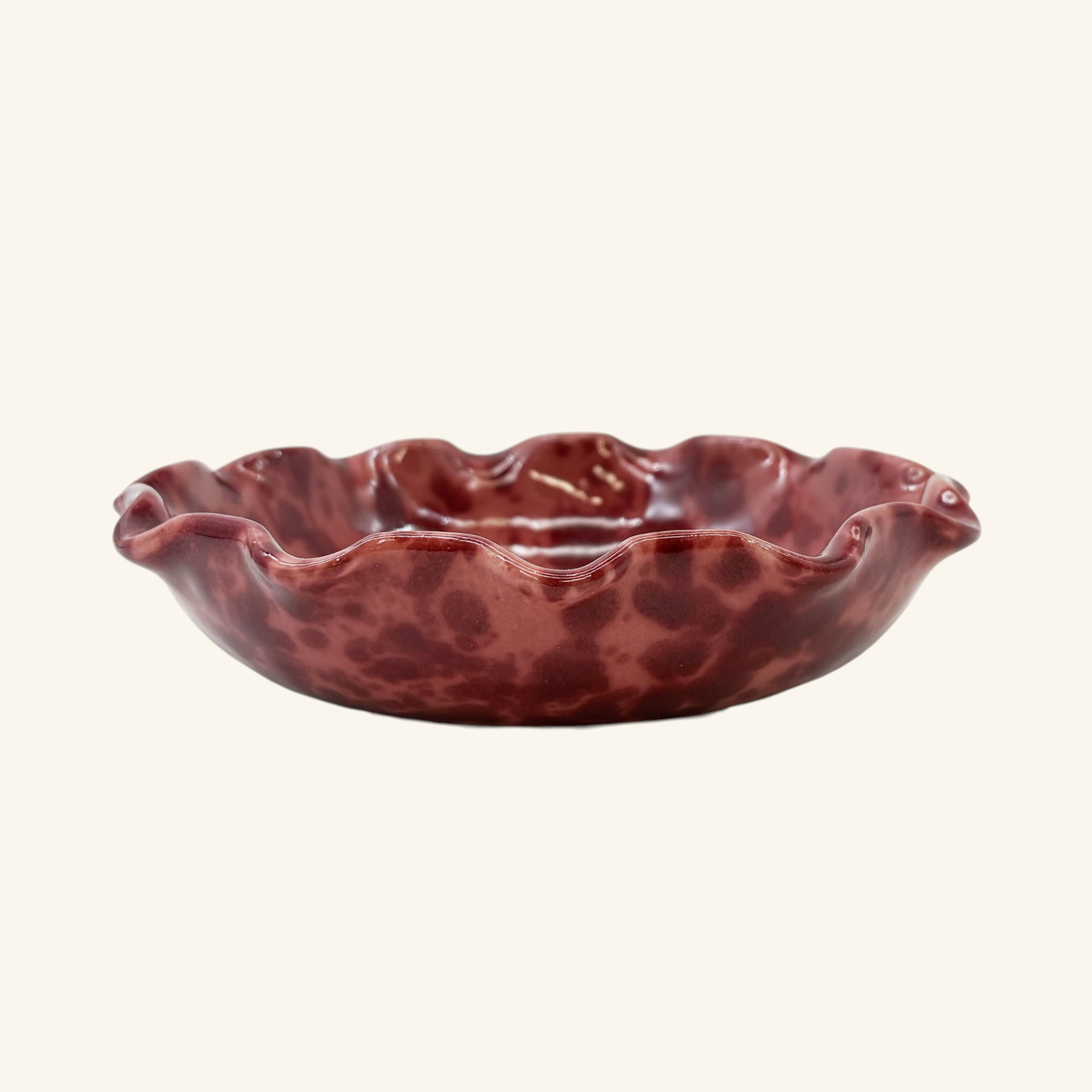 Shallow Scalloped Splatterware Bowl