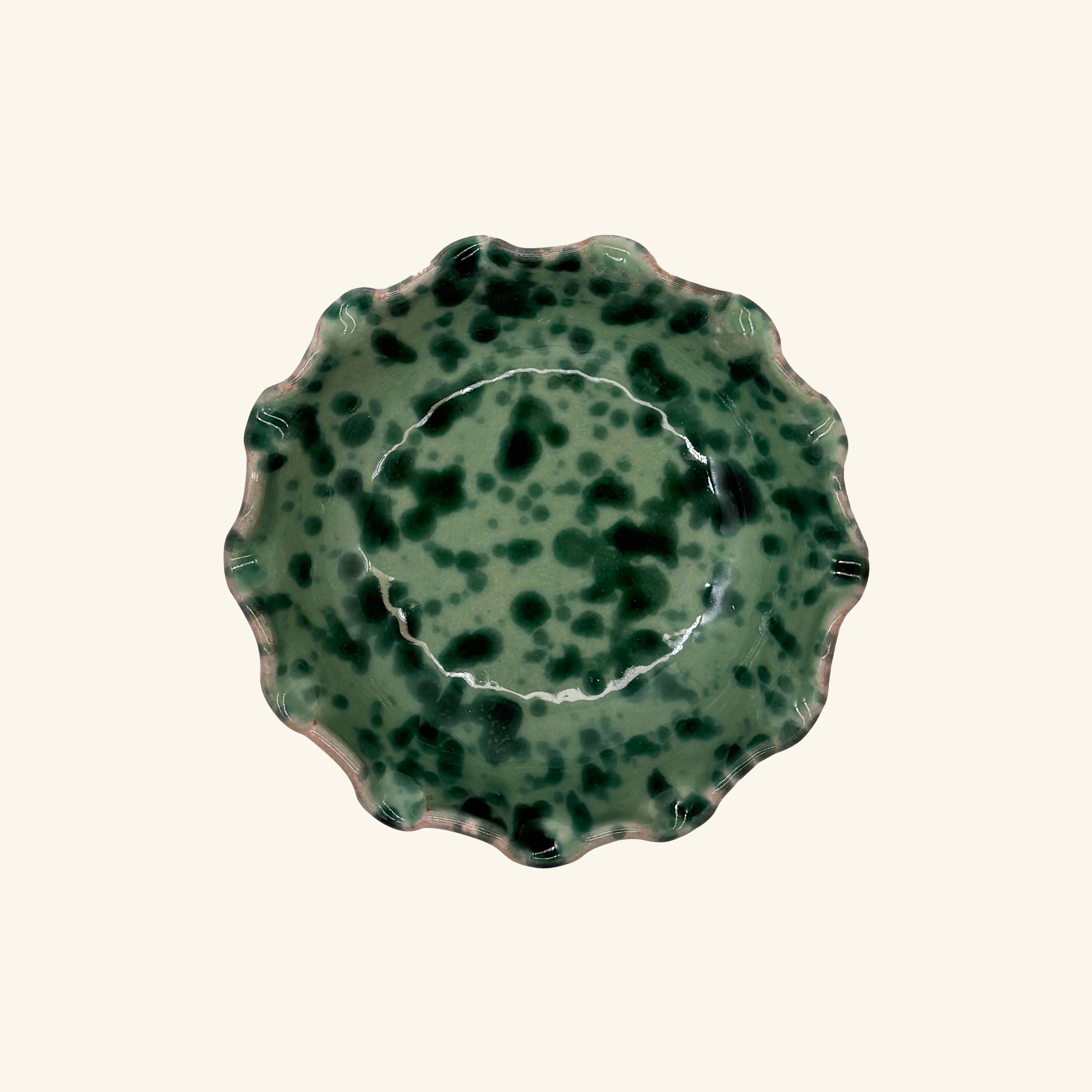 Shallow Scalloped Splatterware Bowl
