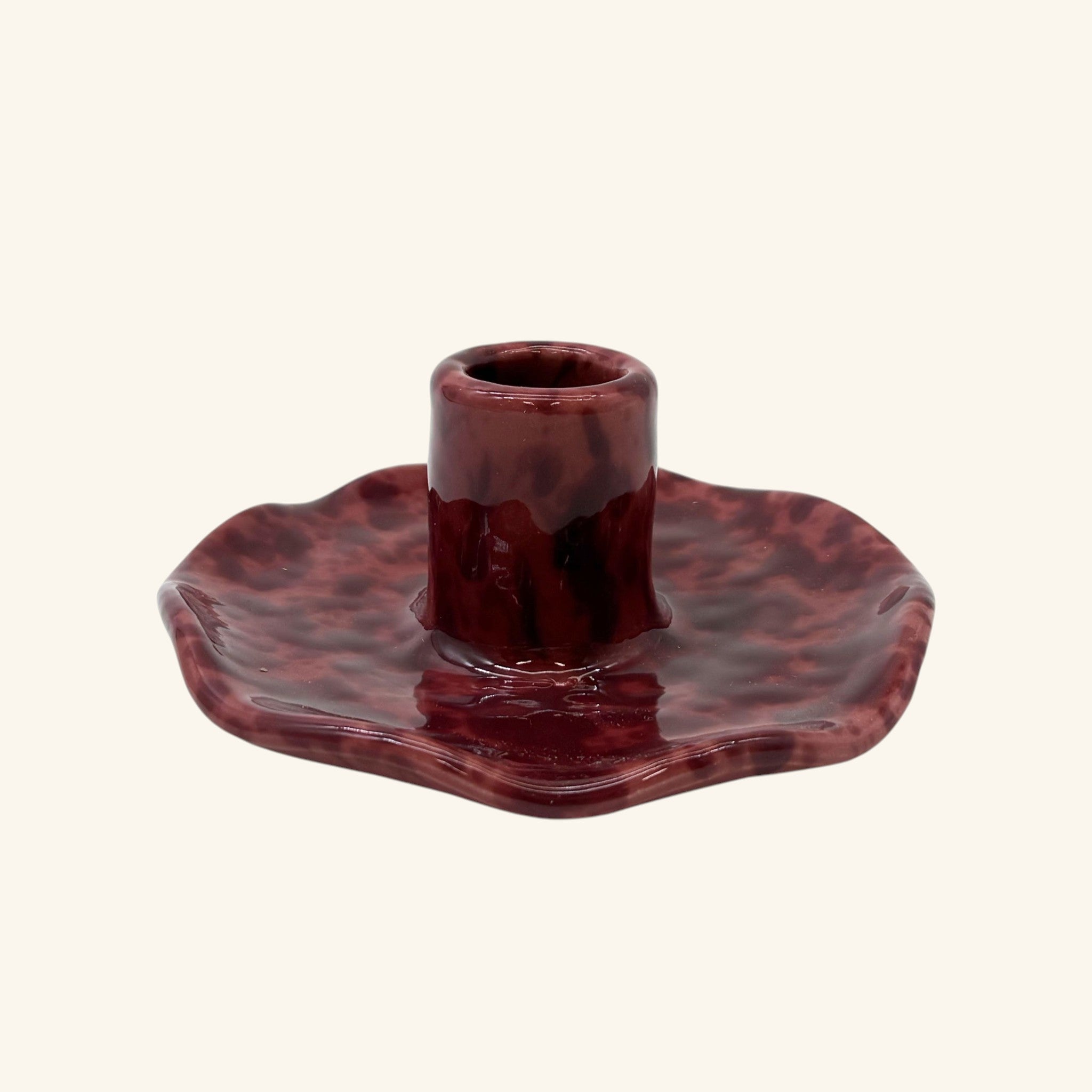 Scalloped Splatterware Candle Holder