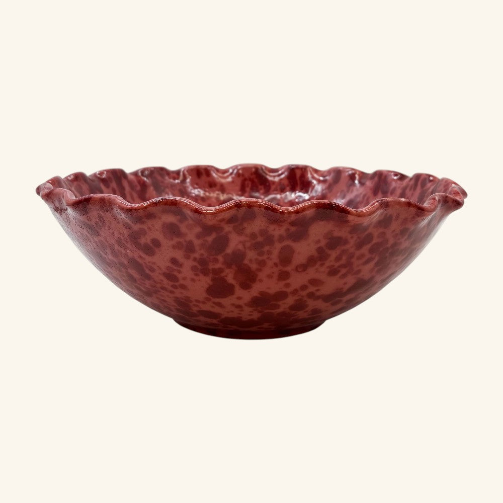 Large Splatterware Wavy Bowl