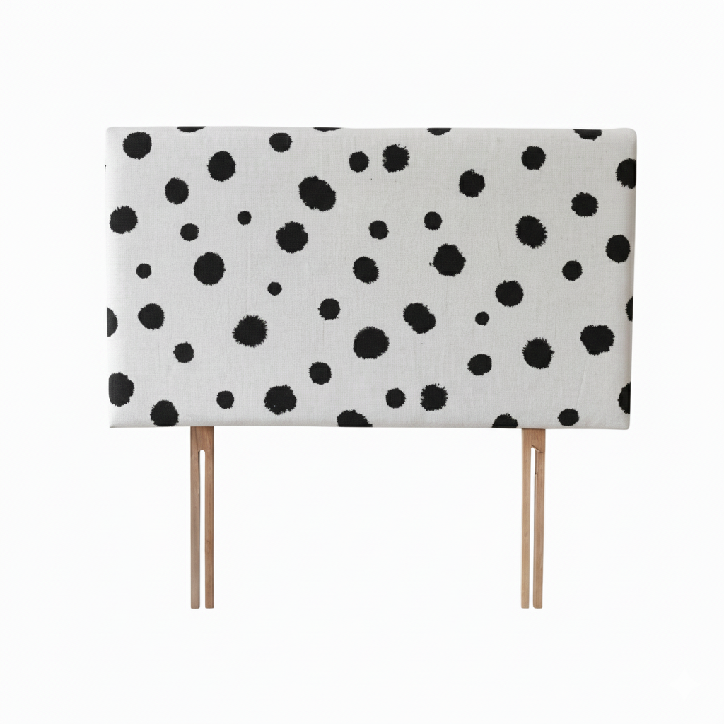Hand-painted Upholstered Linen Headboard in Polka Dot print Single size