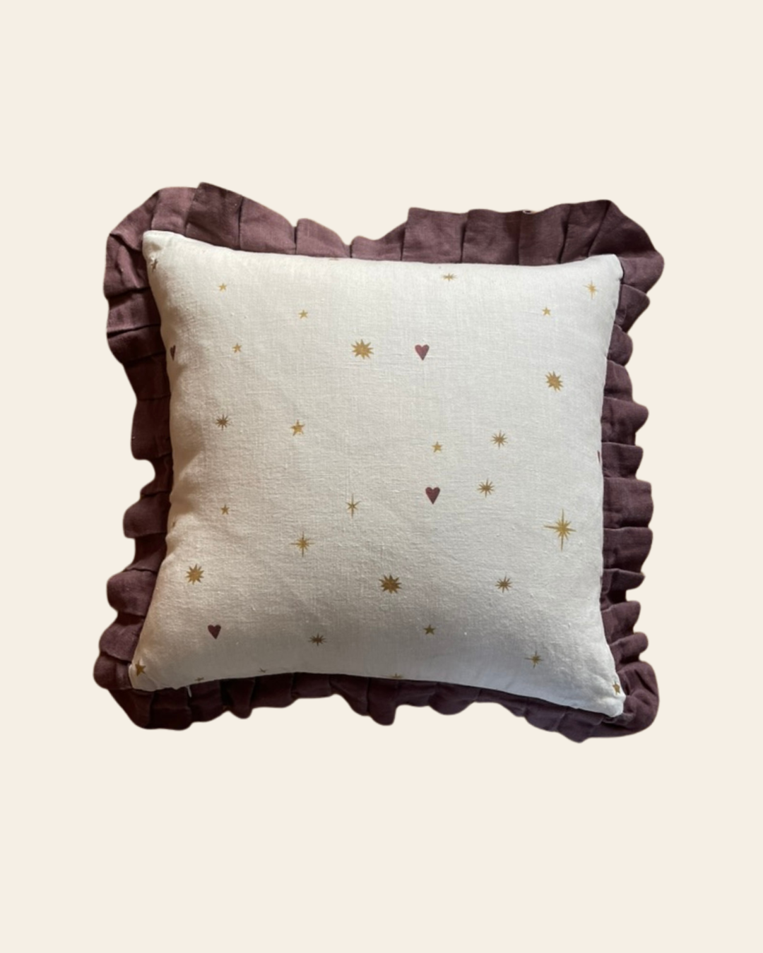 Linen ruffled cushion cover Love Cloud