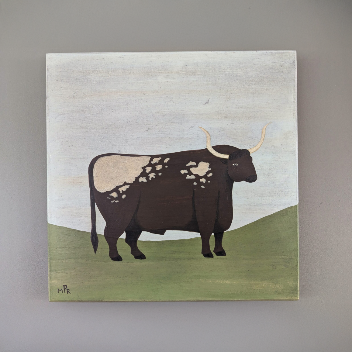 Old English Longhorn Oil Painting