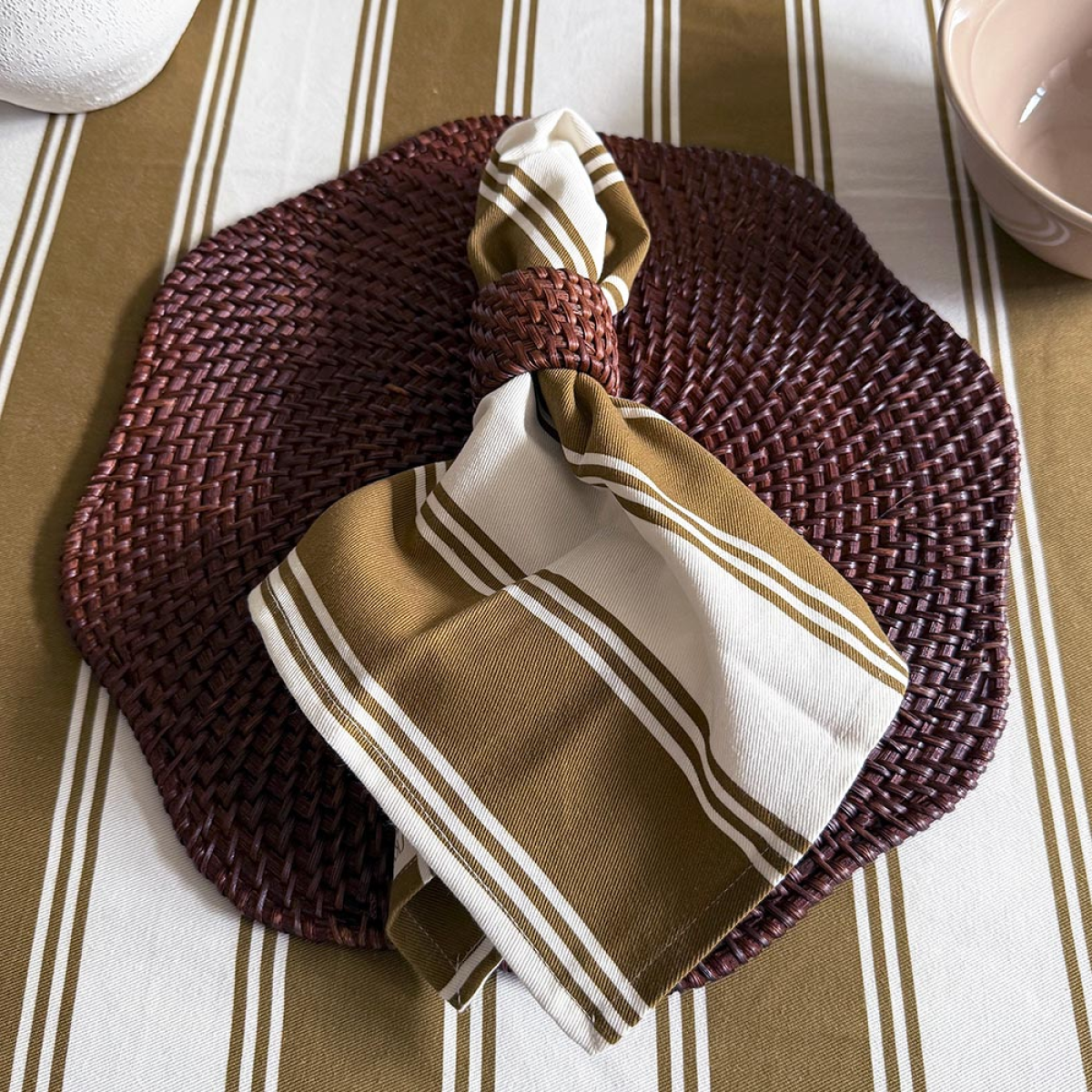 Murano Stripe Cotton Napkin - Bronzed Oak - Set of 4