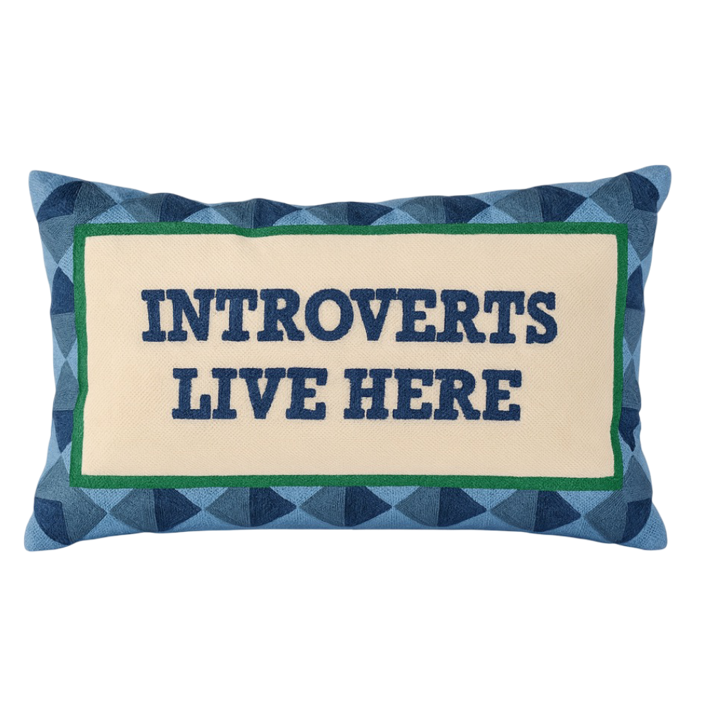 Funny Needlepoint Pillow – Introverts Live Here