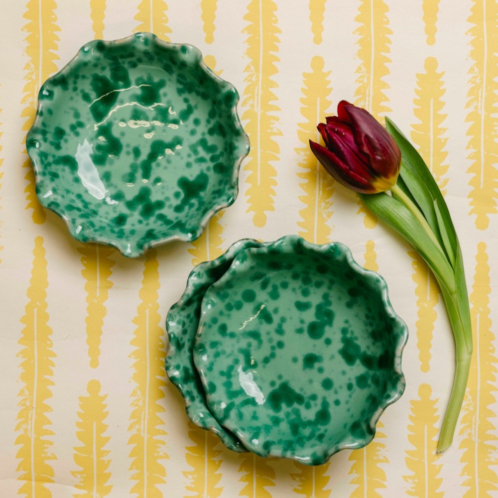 Shallow Scalloped Splatterware Bowl