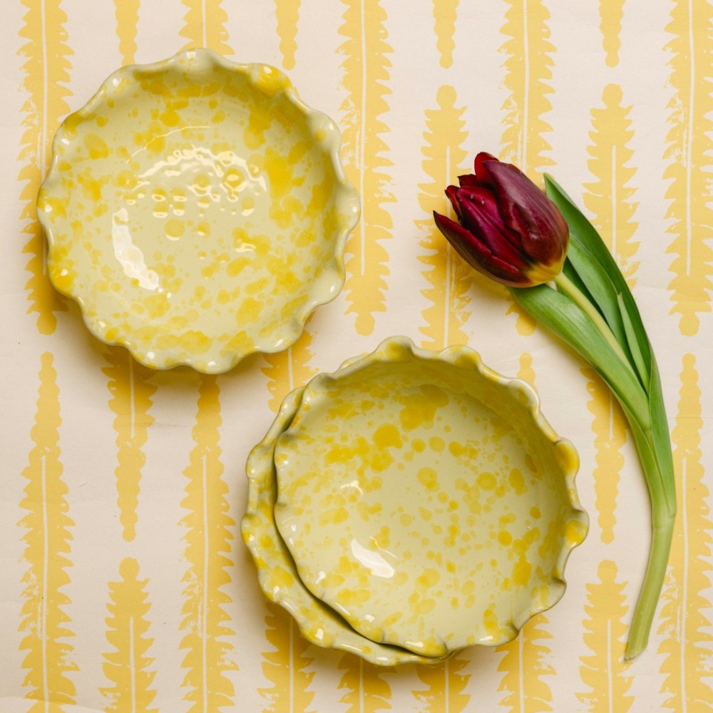 Shallow Scalloped Splatterware Bowl