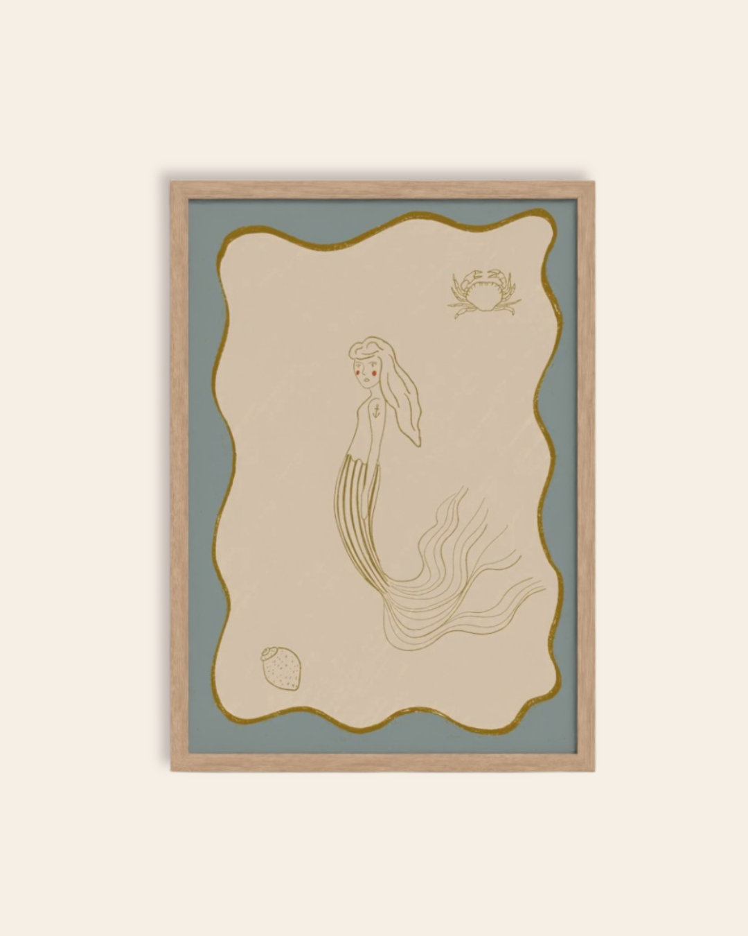 The mermaid and the crab Art Print