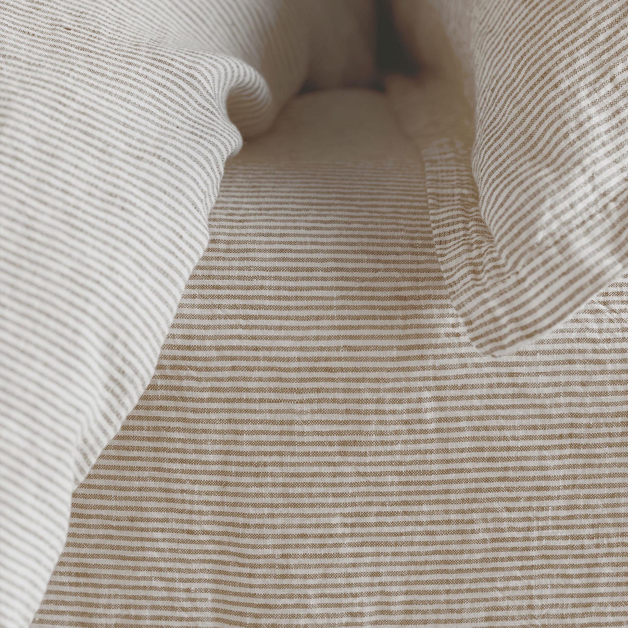 Natural Sid Stripe 100% Linen Fitted Sheet