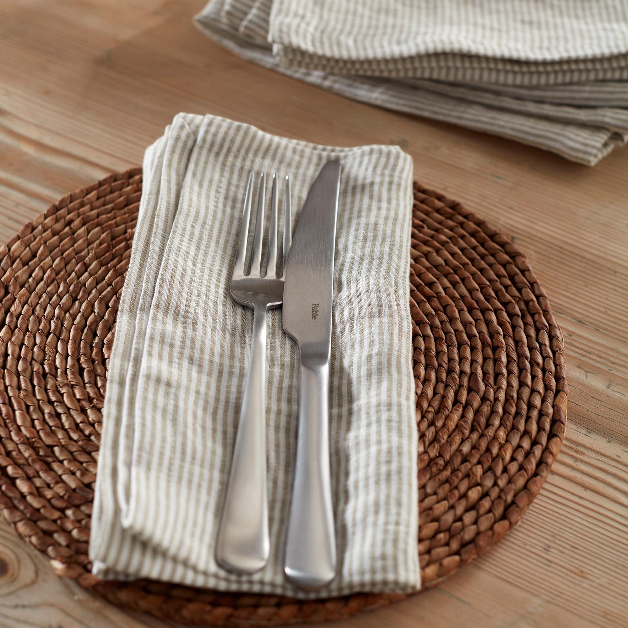 Natural Sid Stripe 100% Linen Napkins - Set of 4