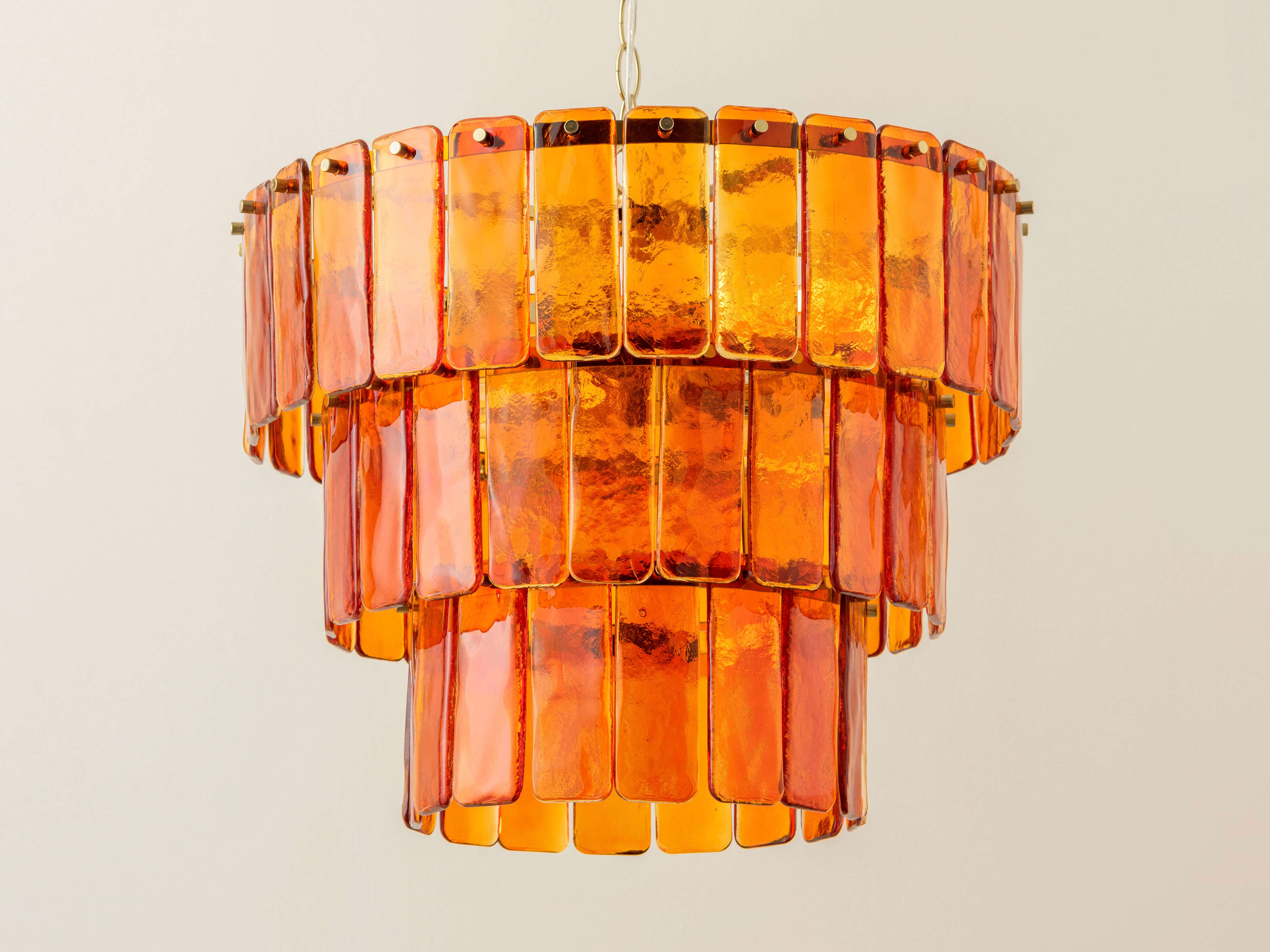 Amber Glass 3-Tiered Chandelier