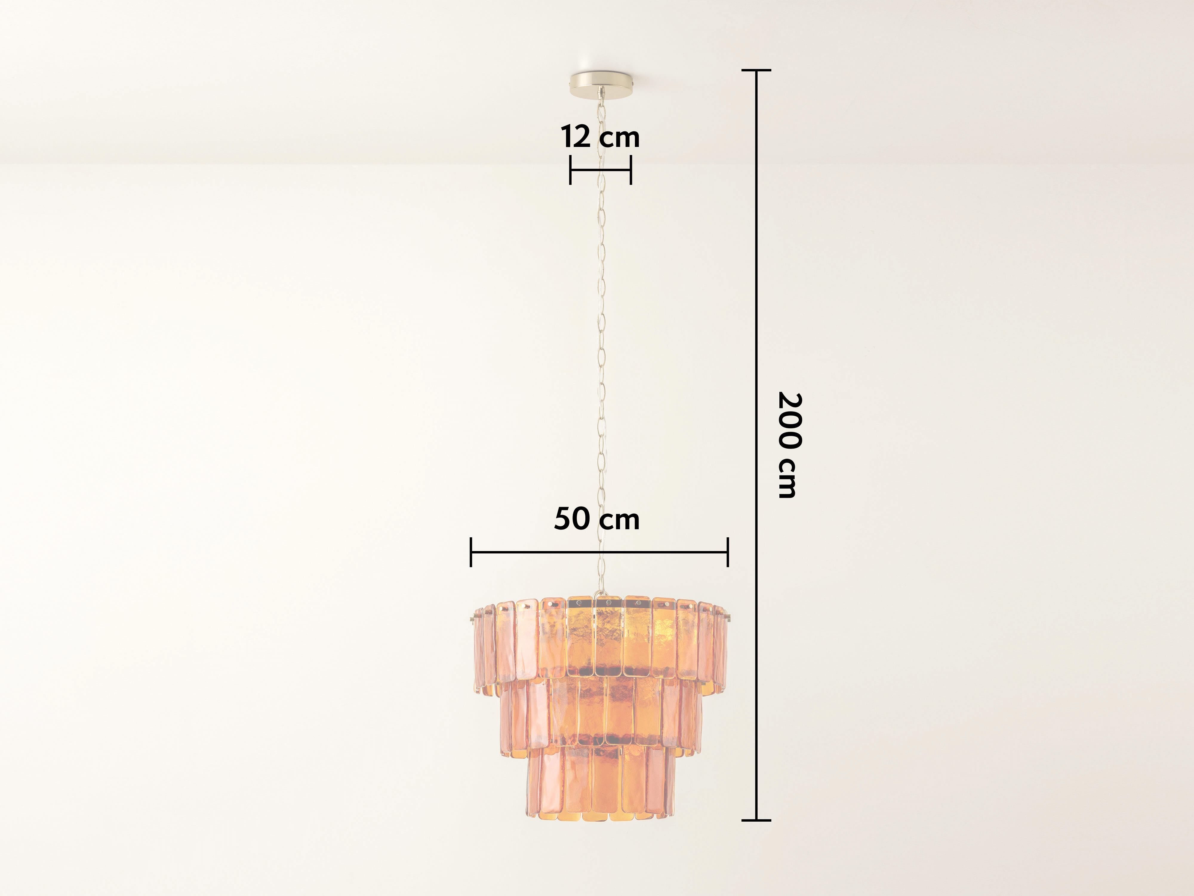 Amber Glass 3-Tiered Chandelier