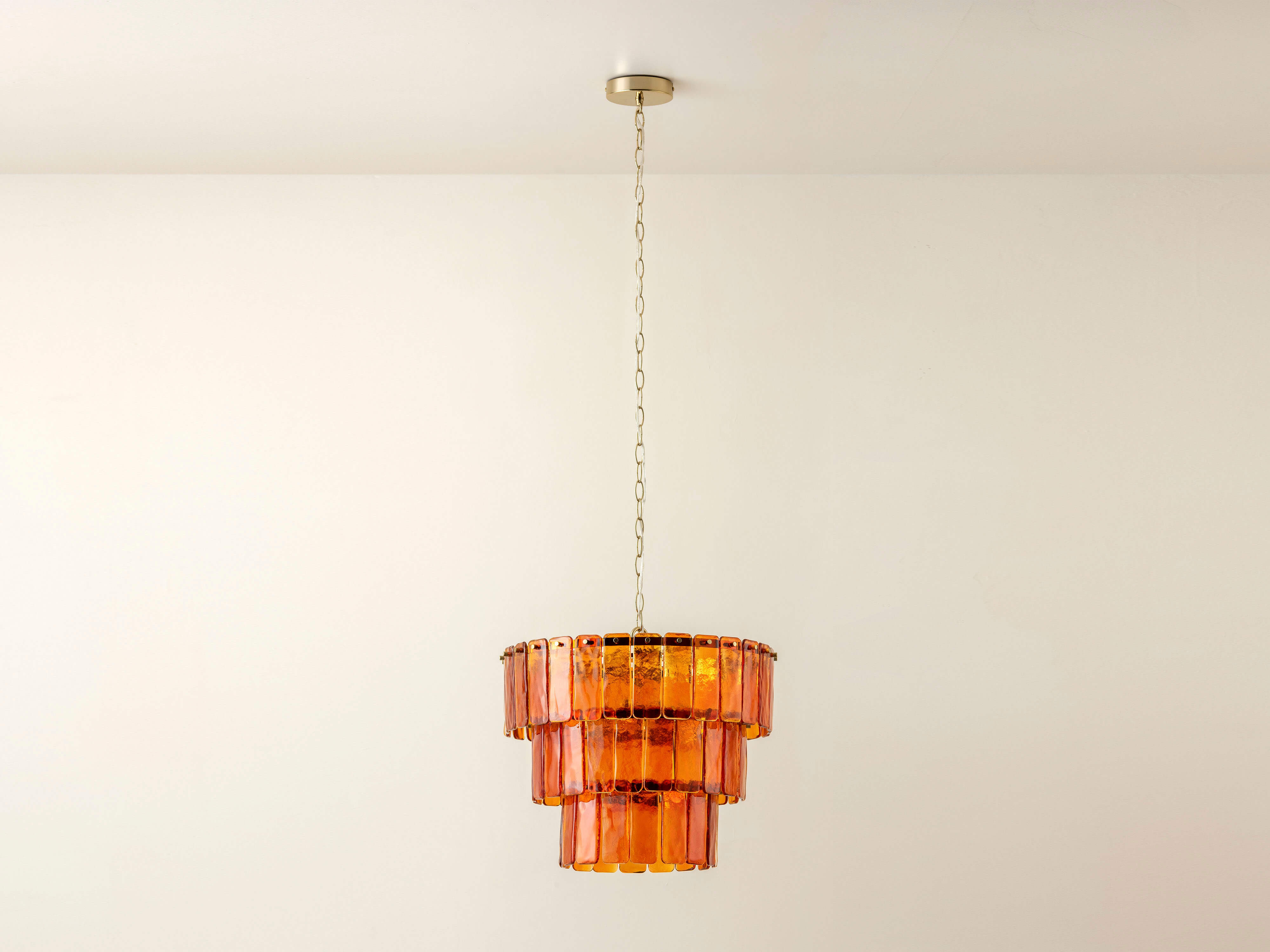 Amber glass 3 tiered chandelier