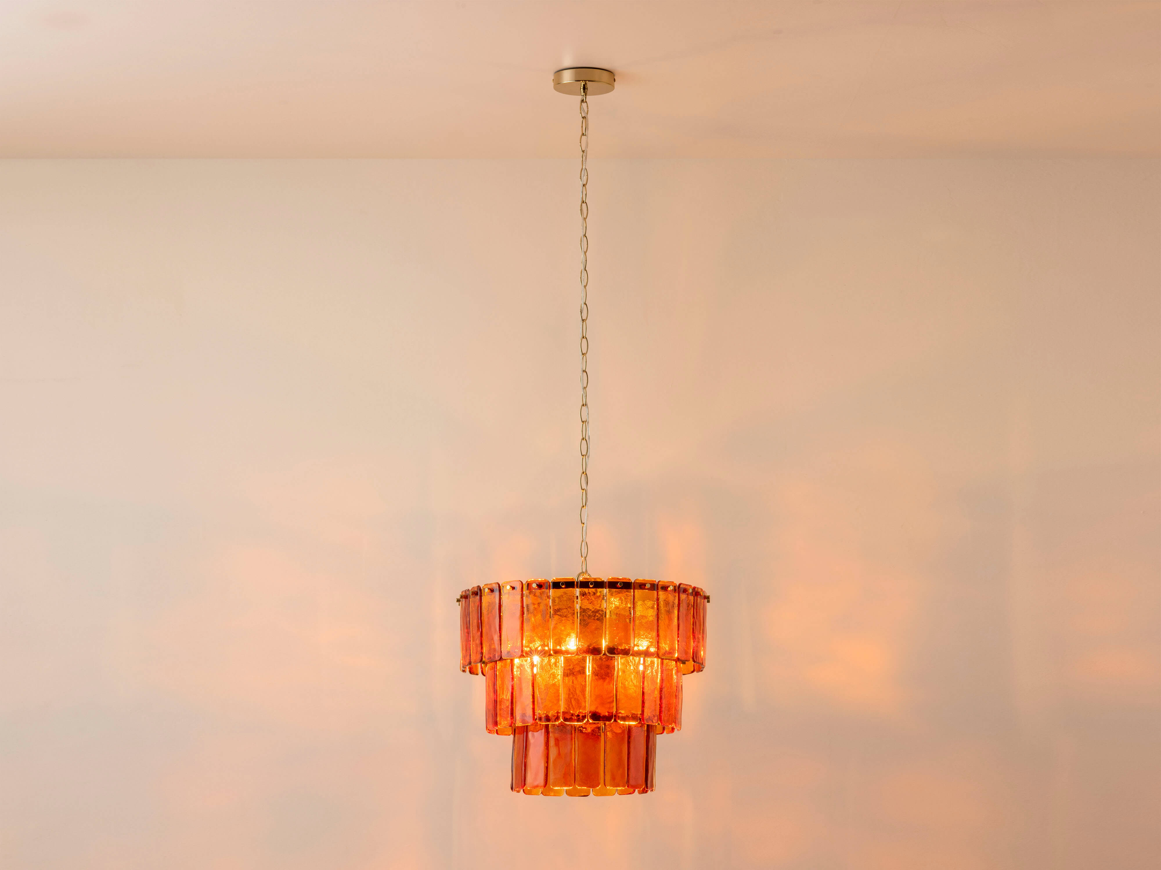 Amber Glass 3-Tiered Chandelier