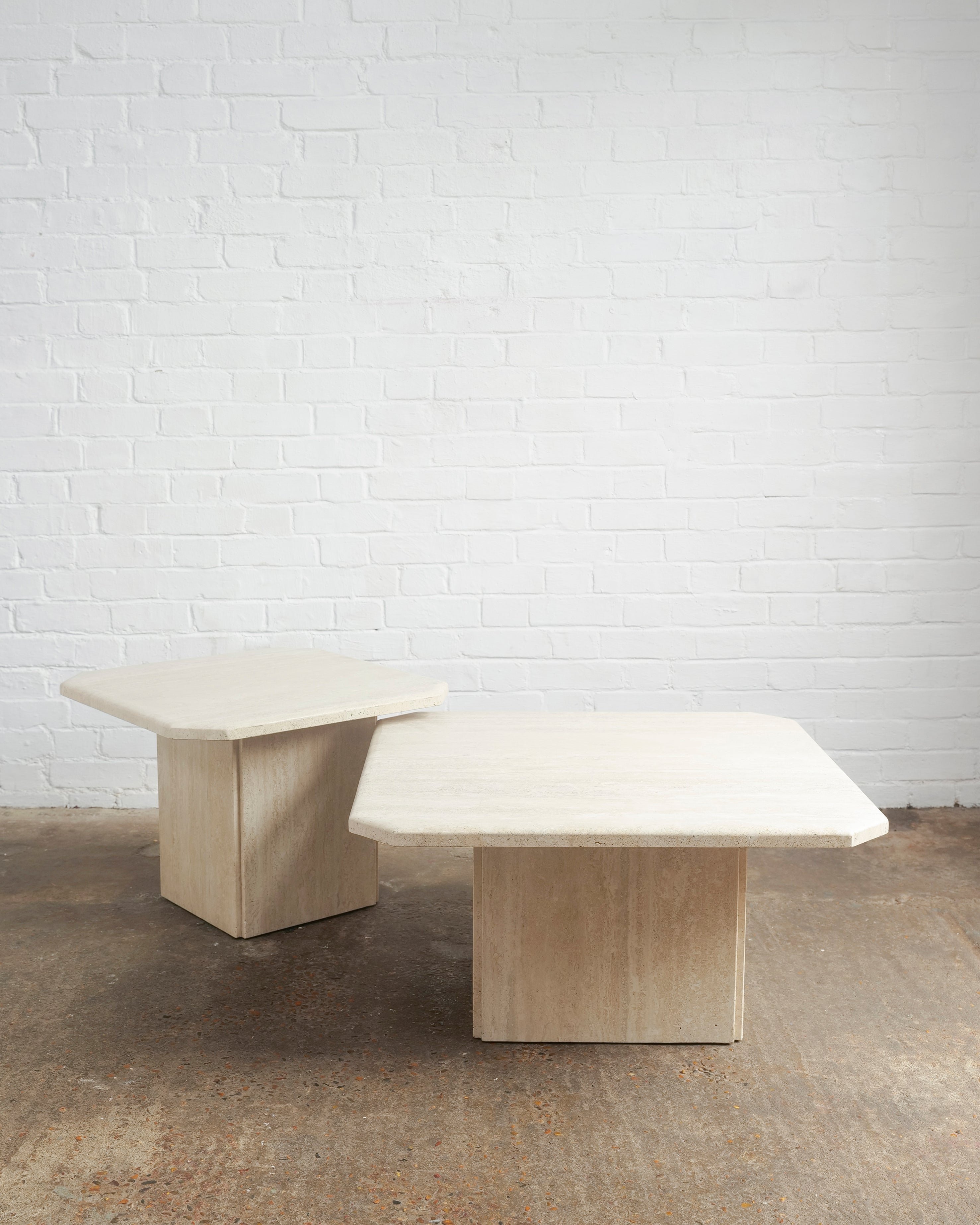 Pair Of Travertine Coffee Tables