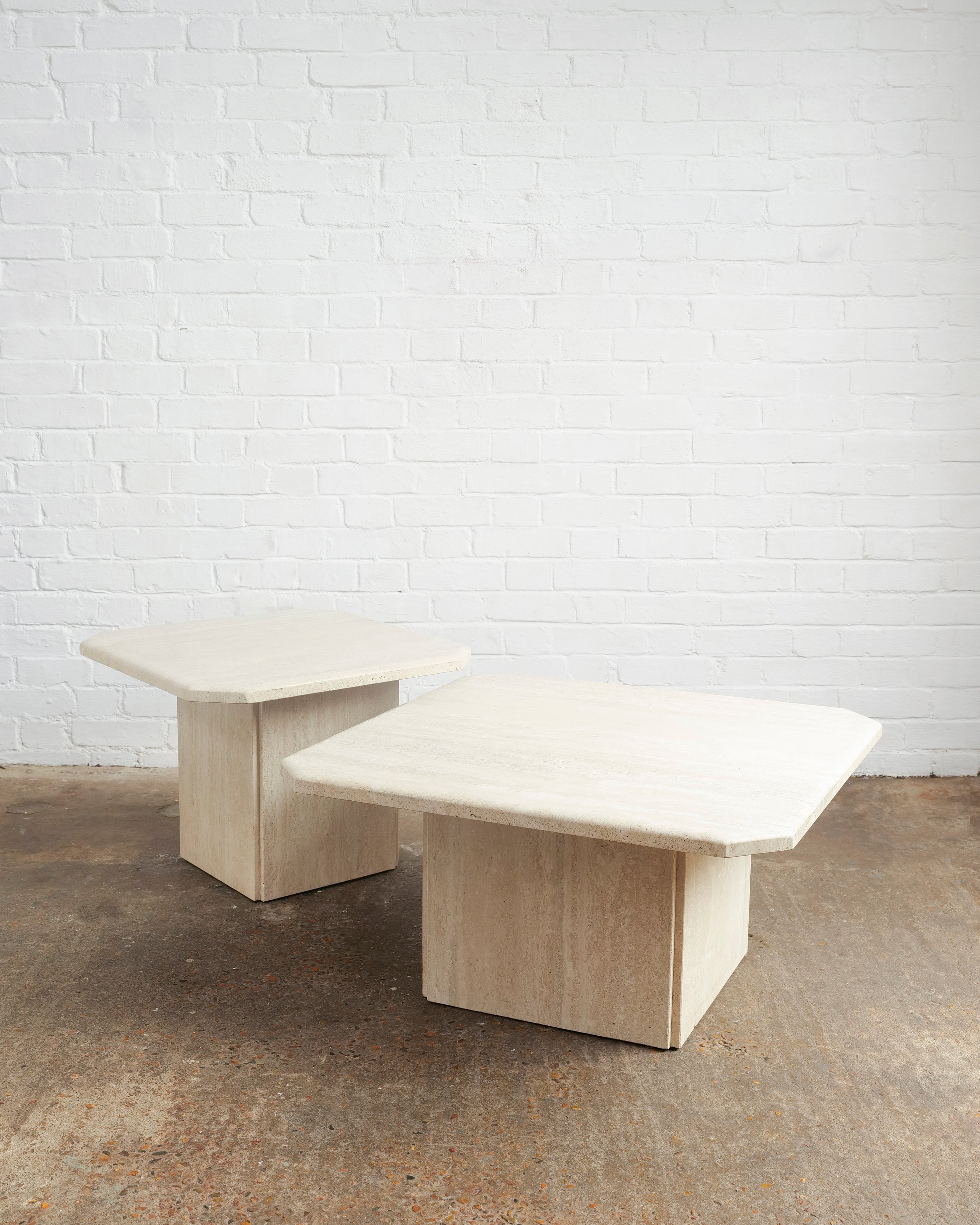 Pair Of Travertine Coffee Tables