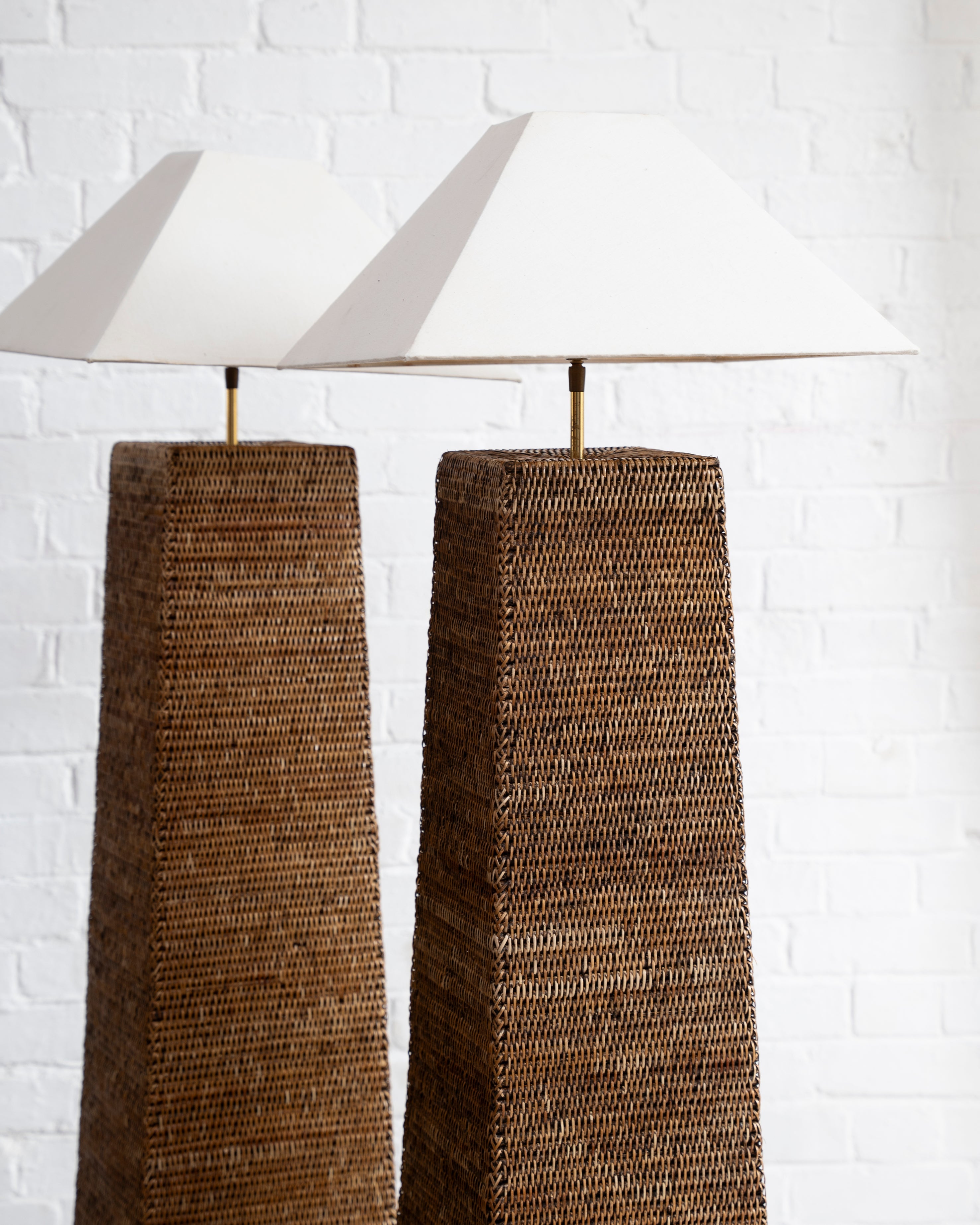 Rattan Pyramid Floor Standing Lamps