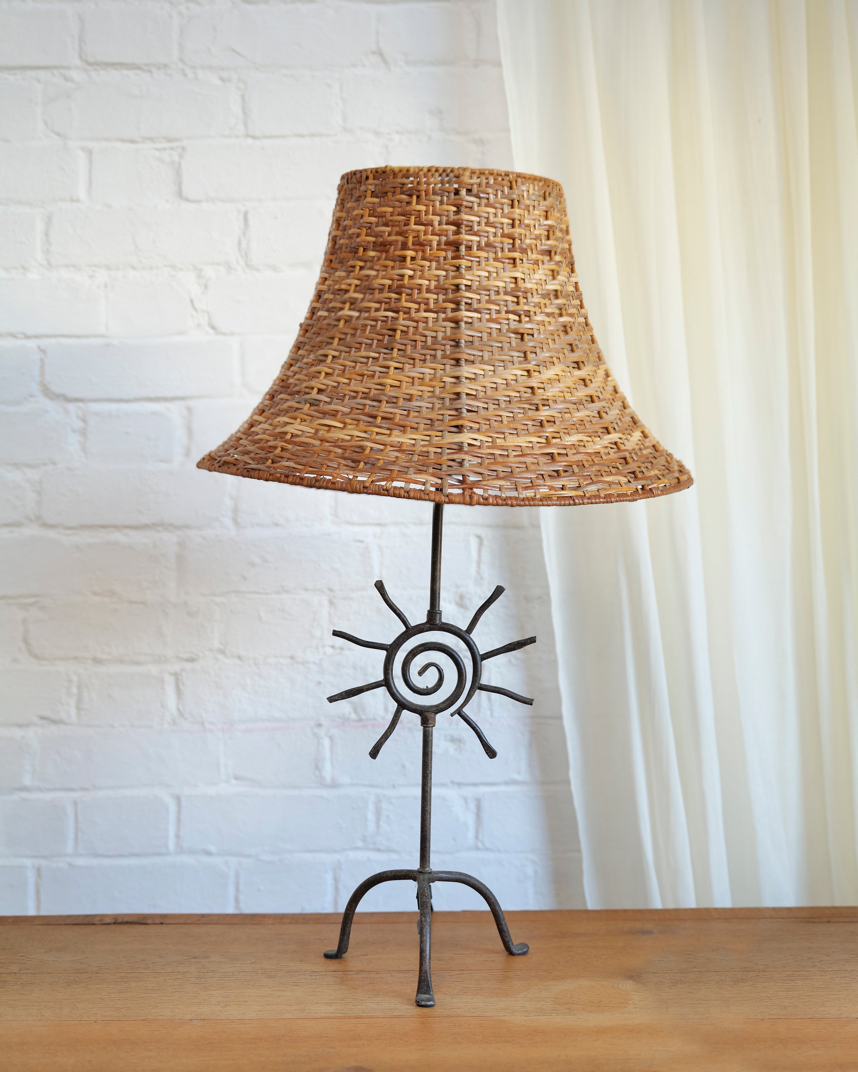 French Sun Metalwork Lamp