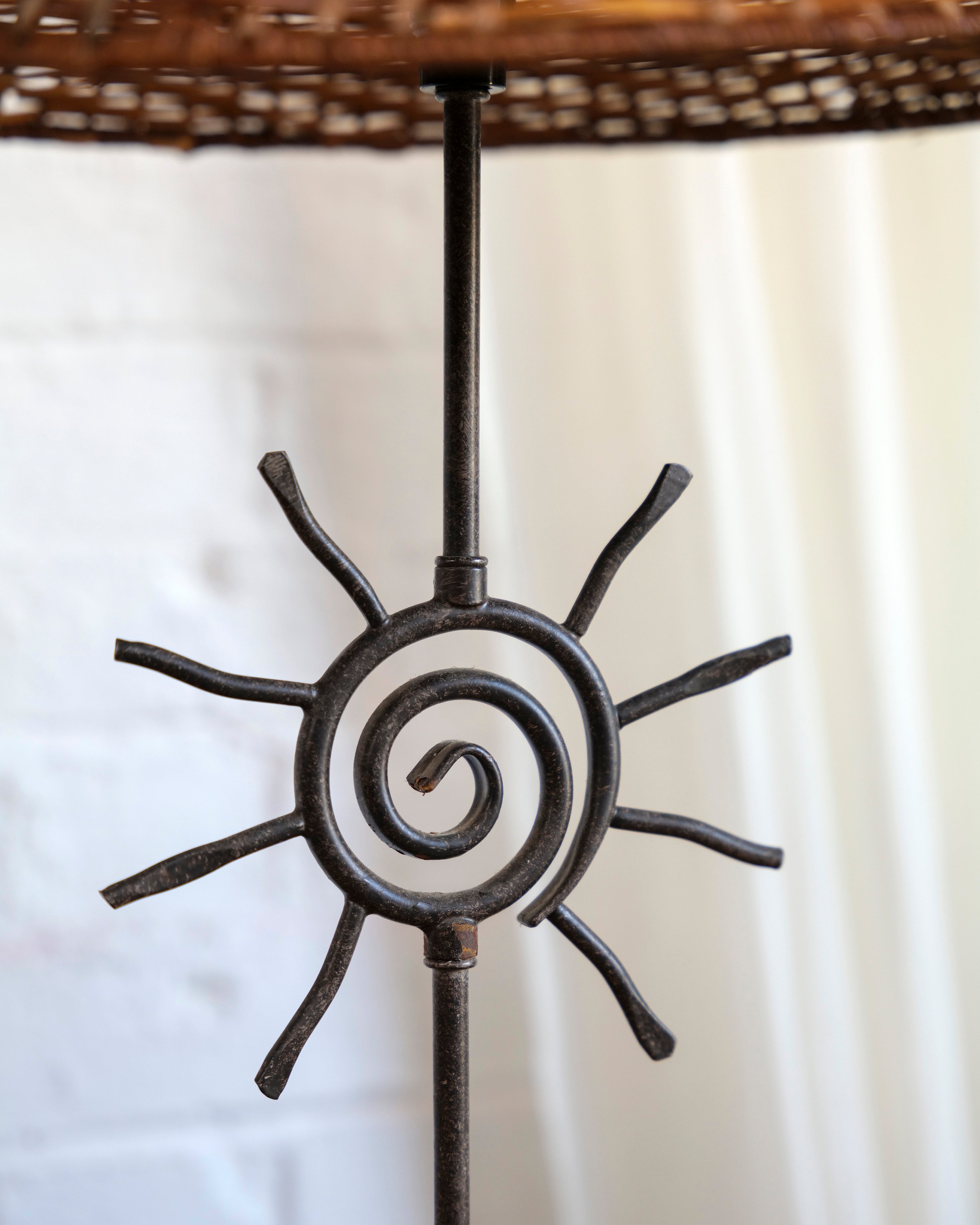 French Sun Metalwork Lamp