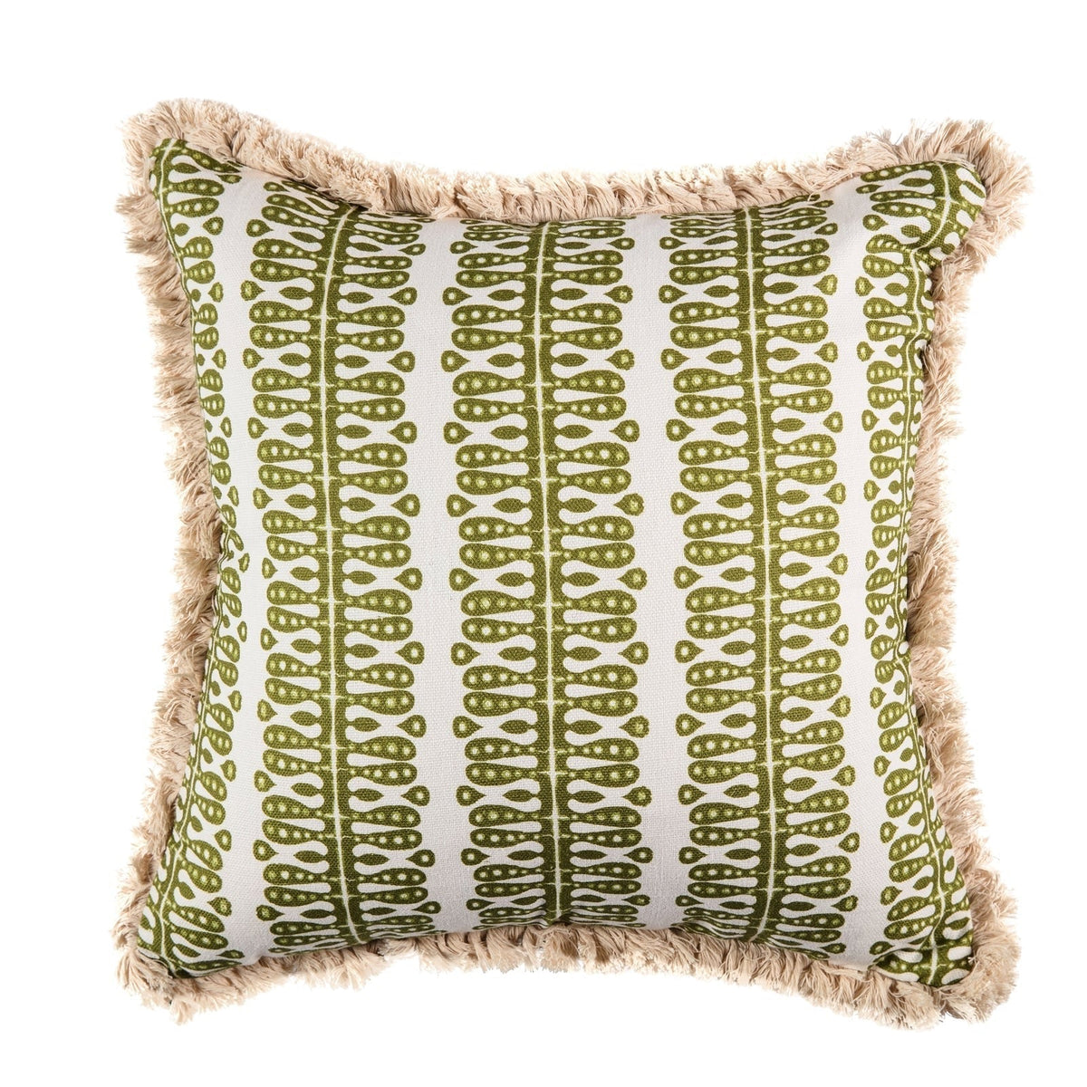 Heart and Minds Cushion - Peridot with Peridot Velvet Back and Cream Fringe