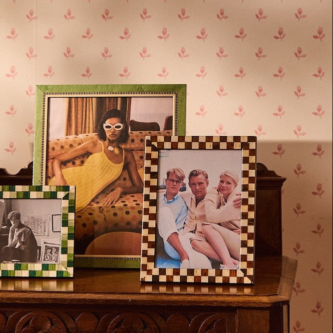 Rustic Brown Checkered Photo Frame