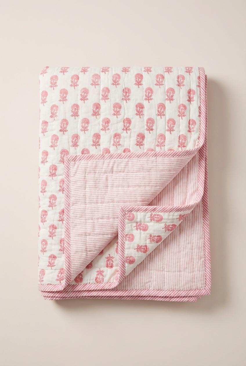 Pink Butti and Stripe Toddler Quilt