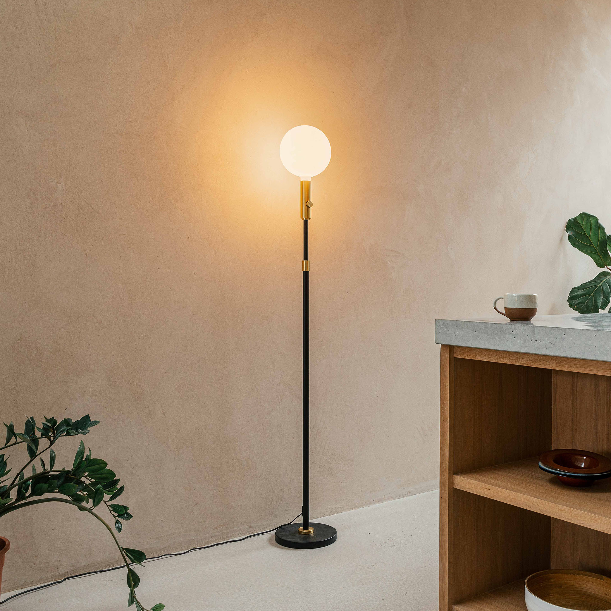 Poise Adjustable Floor Lamp in Graphite + Sphere V