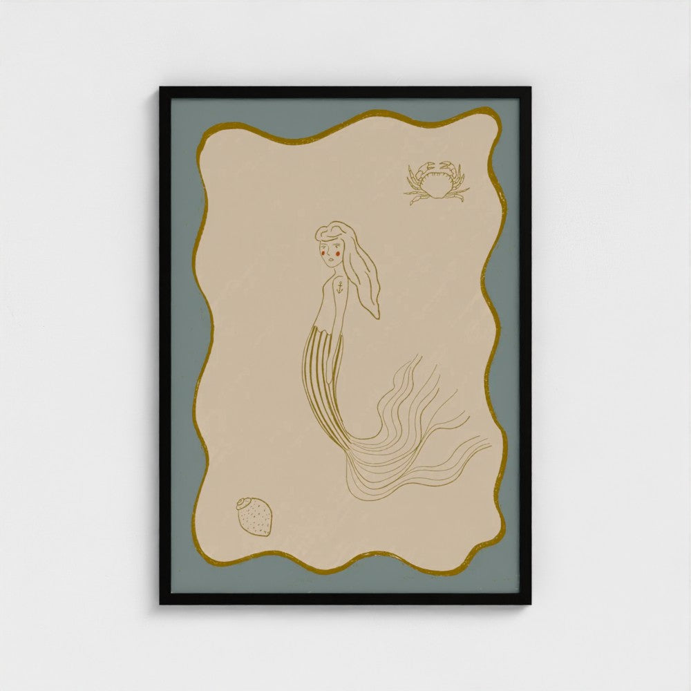 The mermaid and the crab Art Print