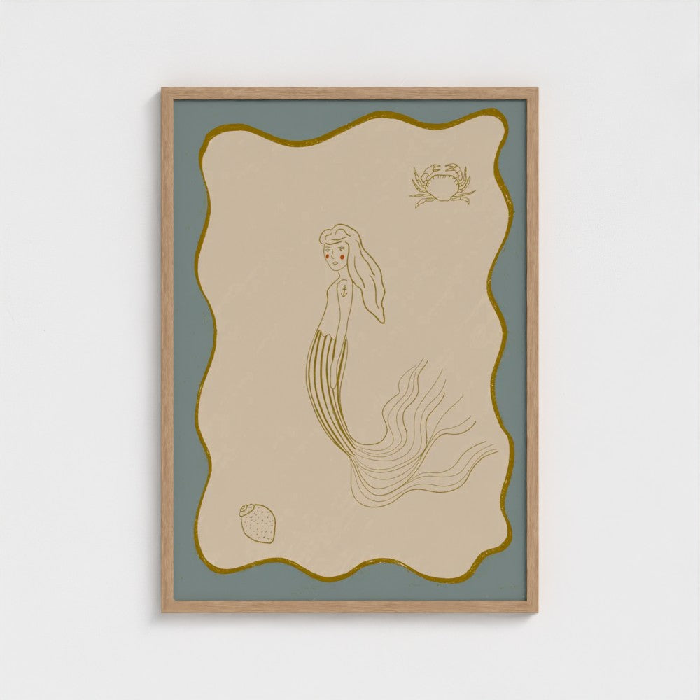 The mermaid and the crab Art Print