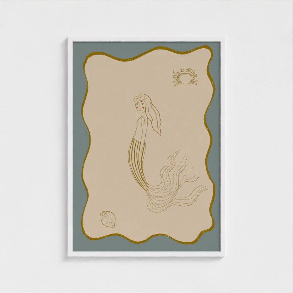 The mermaid and the crab Art Print